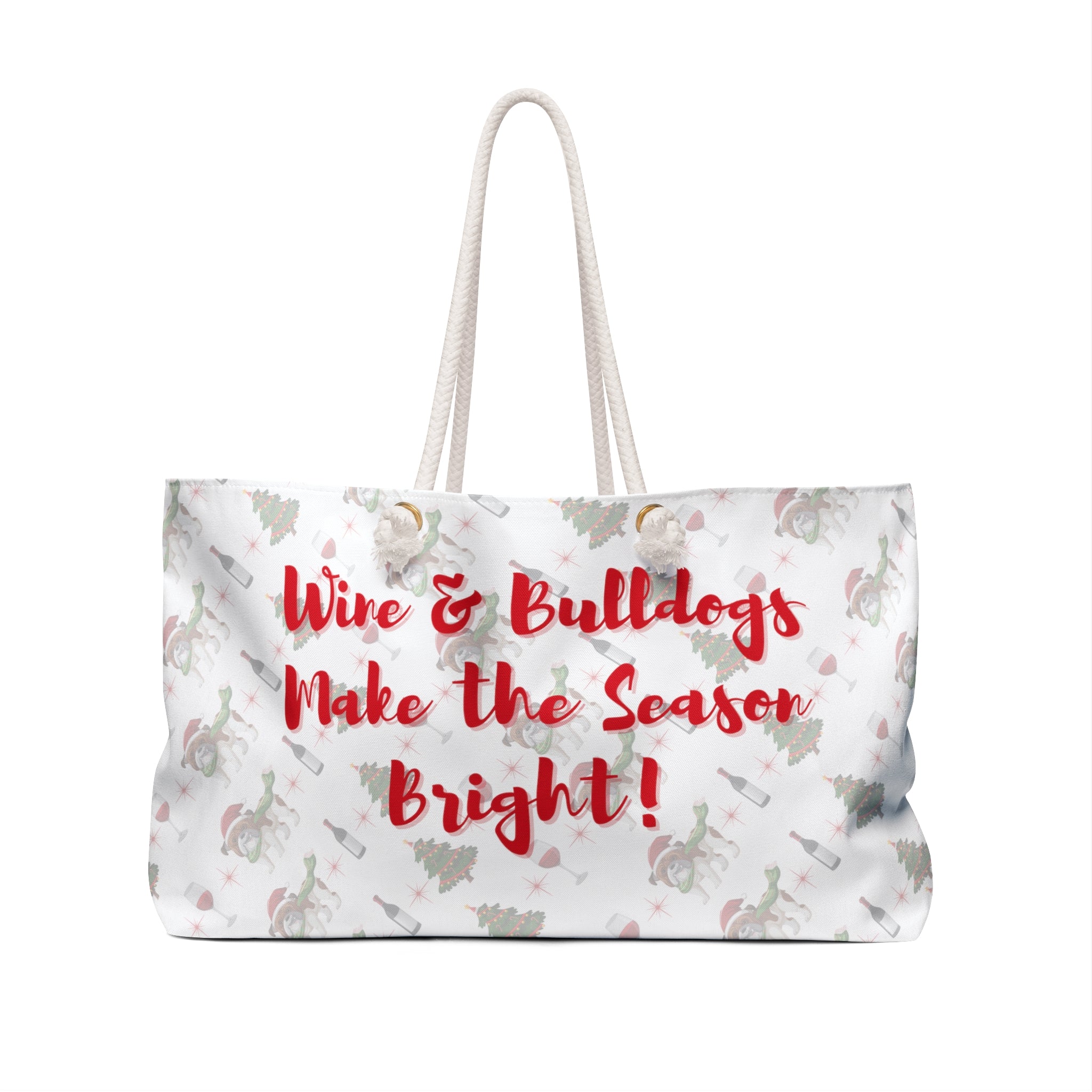 Tipsy Bully's "Wine & Bulldogs Make the Season Bright" Christmas Weekender Bag