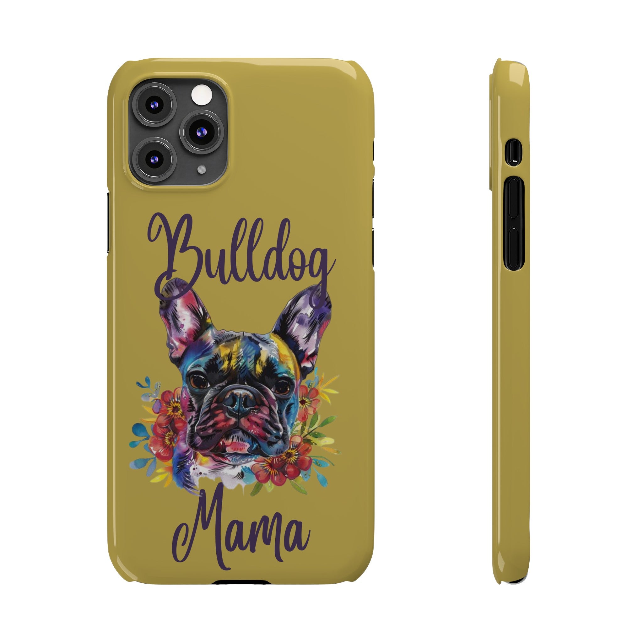 Bulldog Mama iPhone Cases (French/Lime)