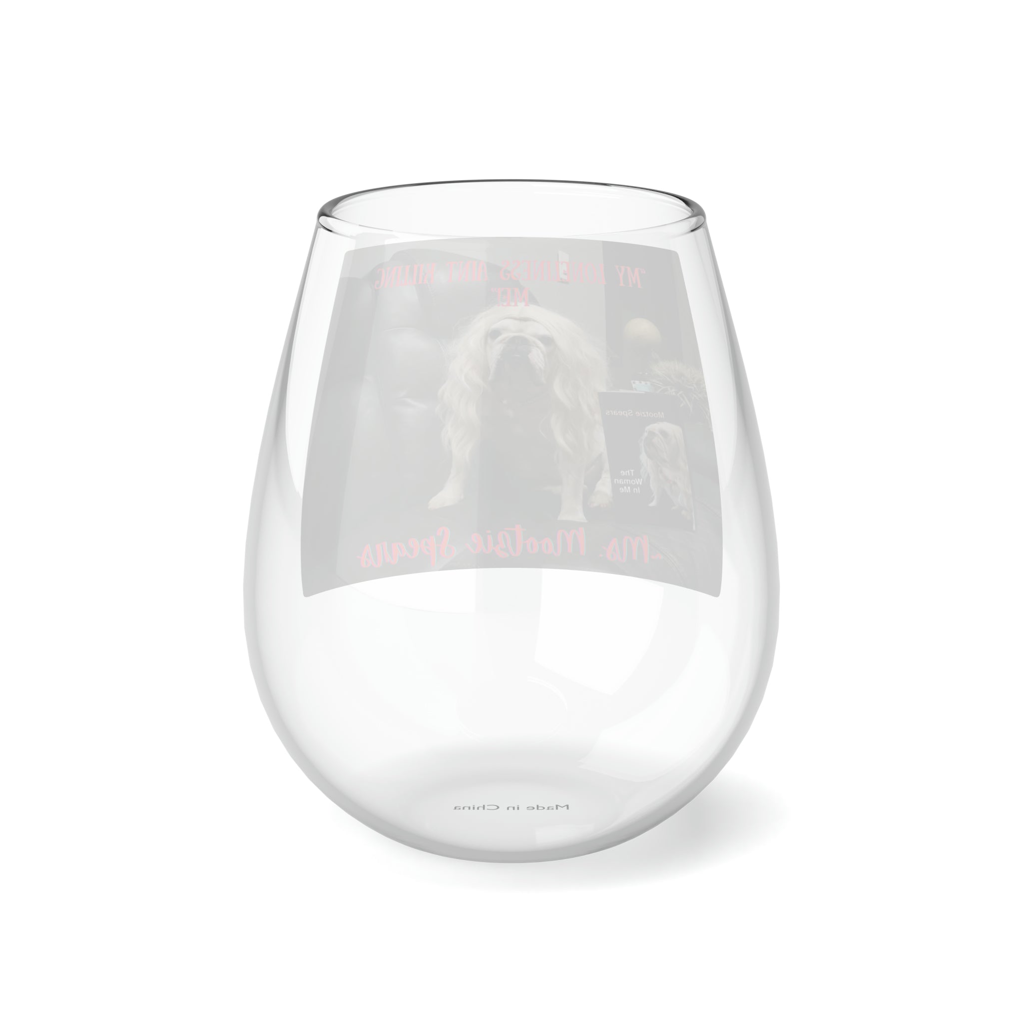 Tipsy Bully Customizable Stemless Wine Glass detail shot - English Bulldog mom gift | Tipsy Bully