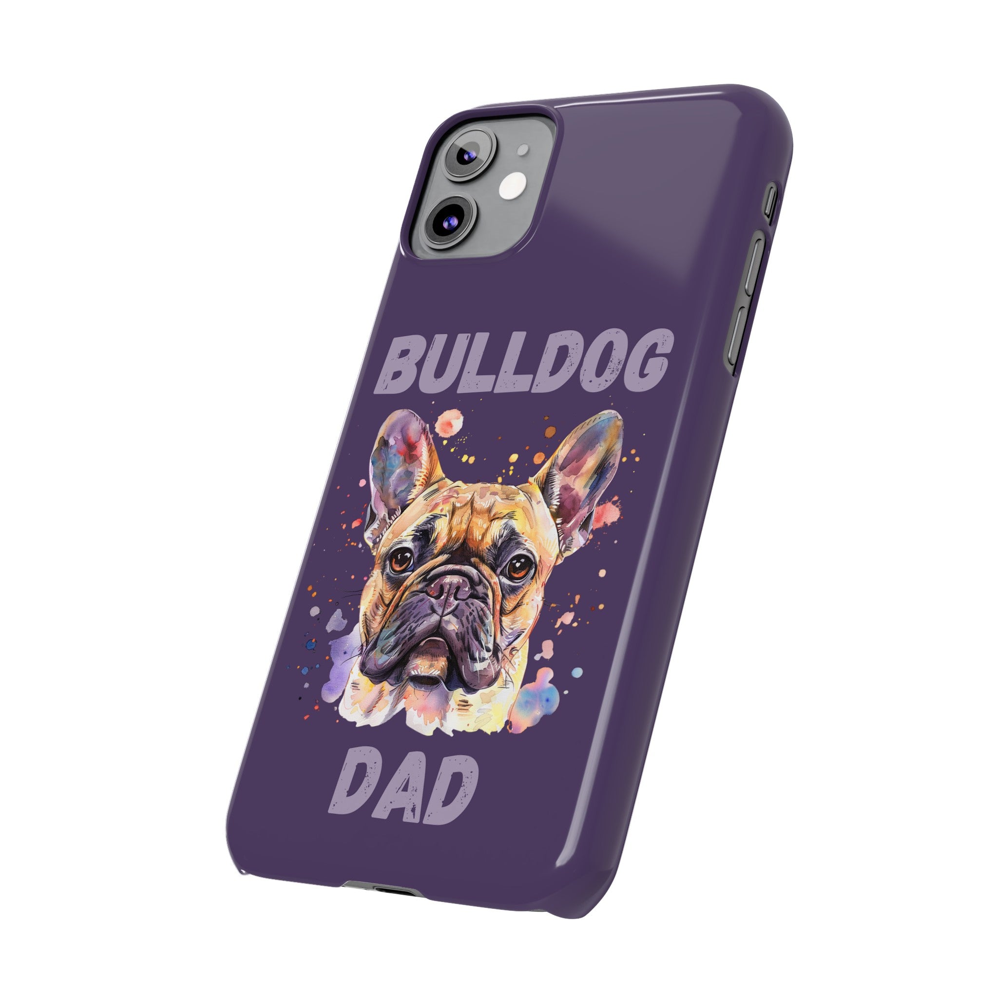 Bulldog Dad iPhone Cases (French/Purple)