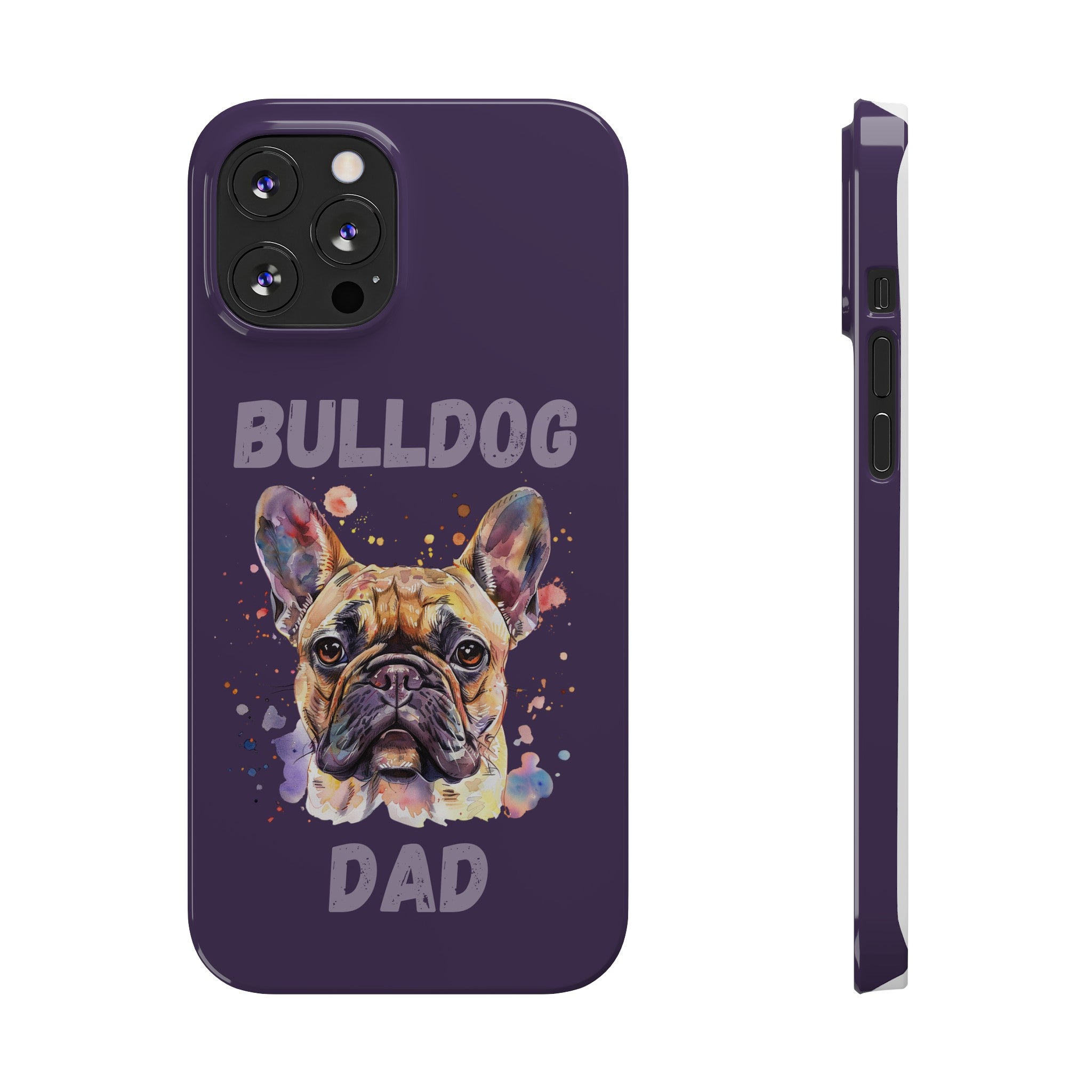 Bulldog Dad iPhone Cases (French/Purple)