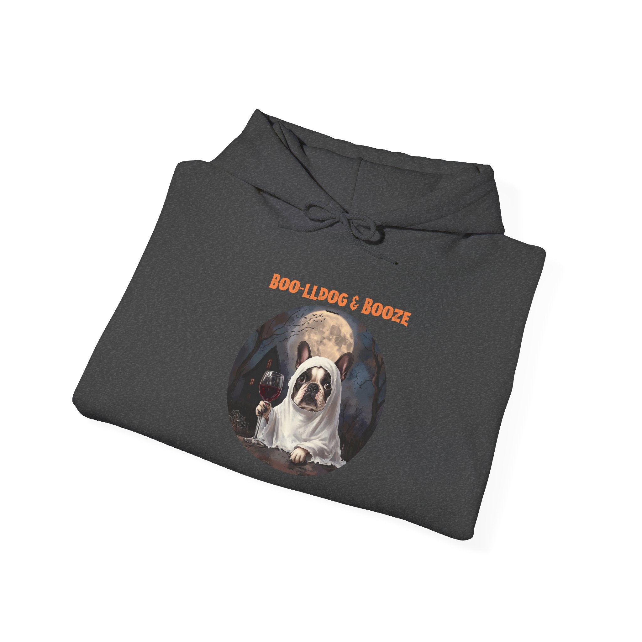 Boo-lldog & Booze Halloween Bulldog Hoodie (Black/French)