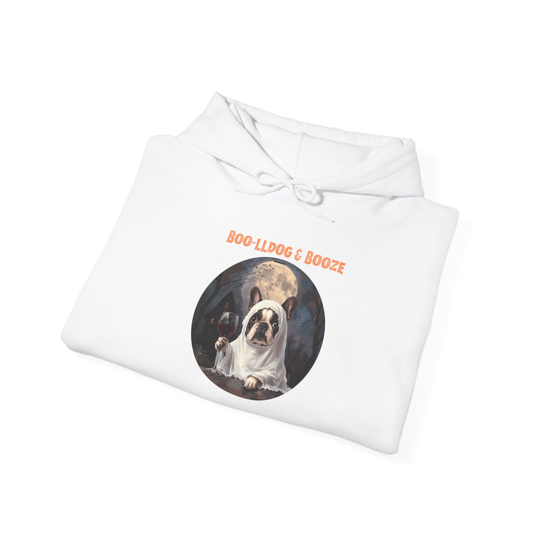 Boo-lldog & Booze Halloween Bulldog Hoodie (Black/French)