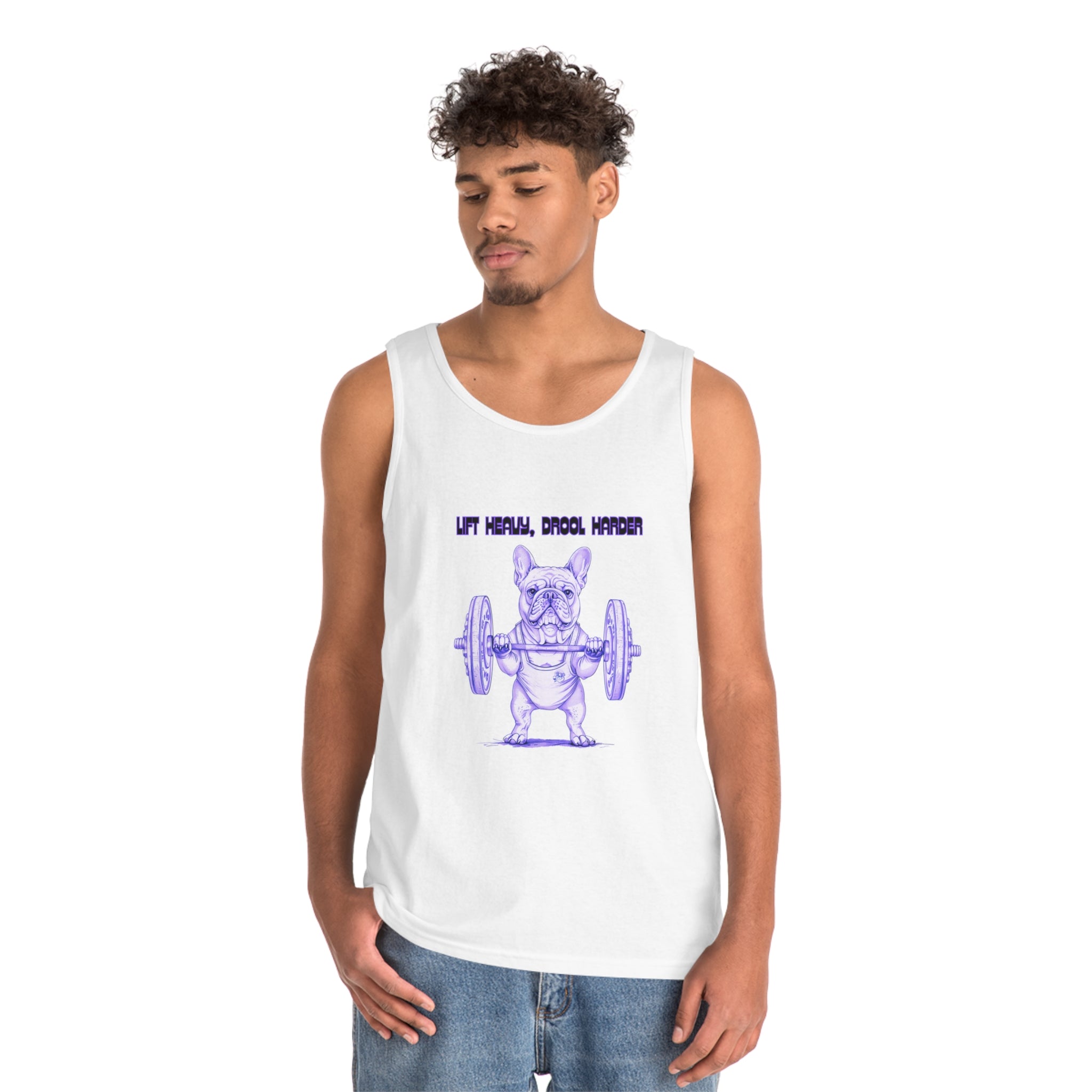 Tipsy Bully "Lift Heavy, Drool Harder" Unisex Tank Top (French/Purple)