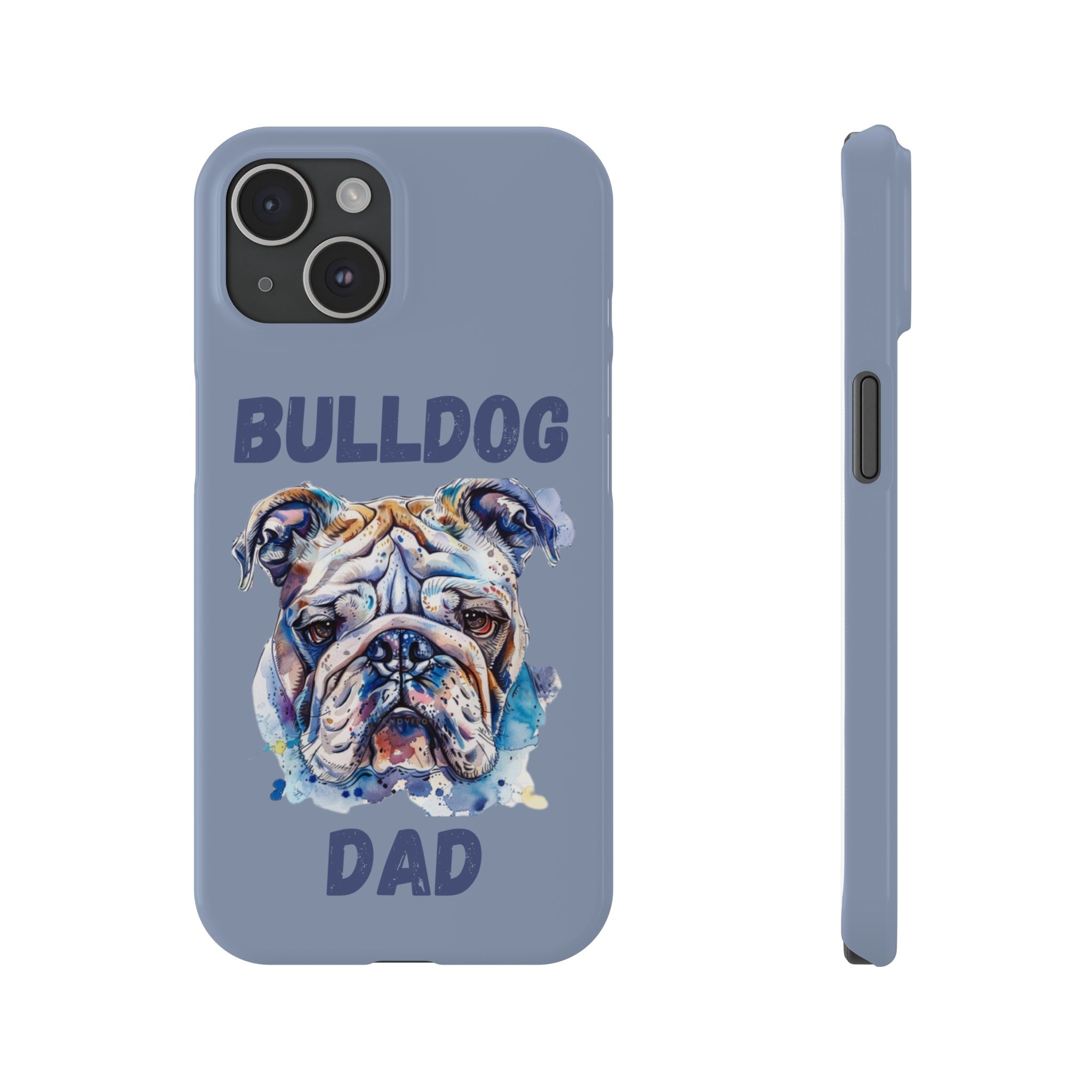 Bulldog Dad iPhone Cases (English/Watercolor)