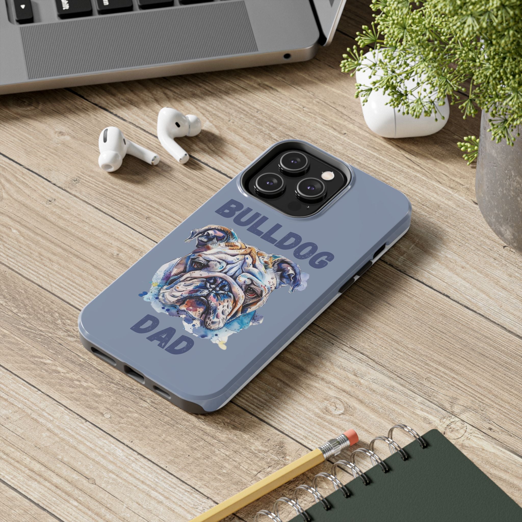Bulldog Dad iPhone Cases (English/Watercolor) New