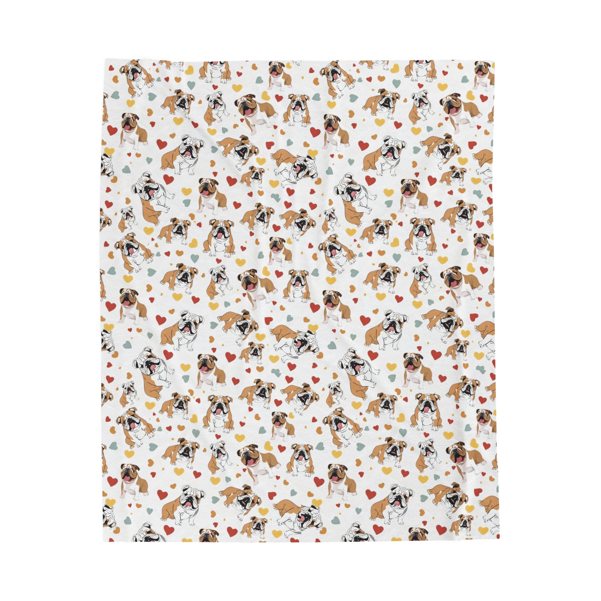 Bulldog Cuddle Haven: All-Over-Print Velveteen Blanket (English)