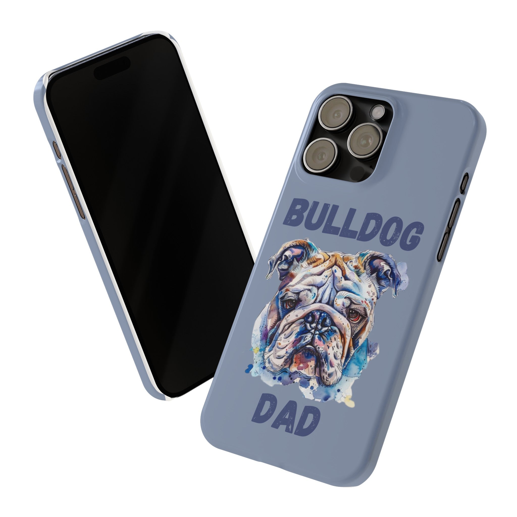 Bulldog Dad iPhone Cases (English/Watercolor)