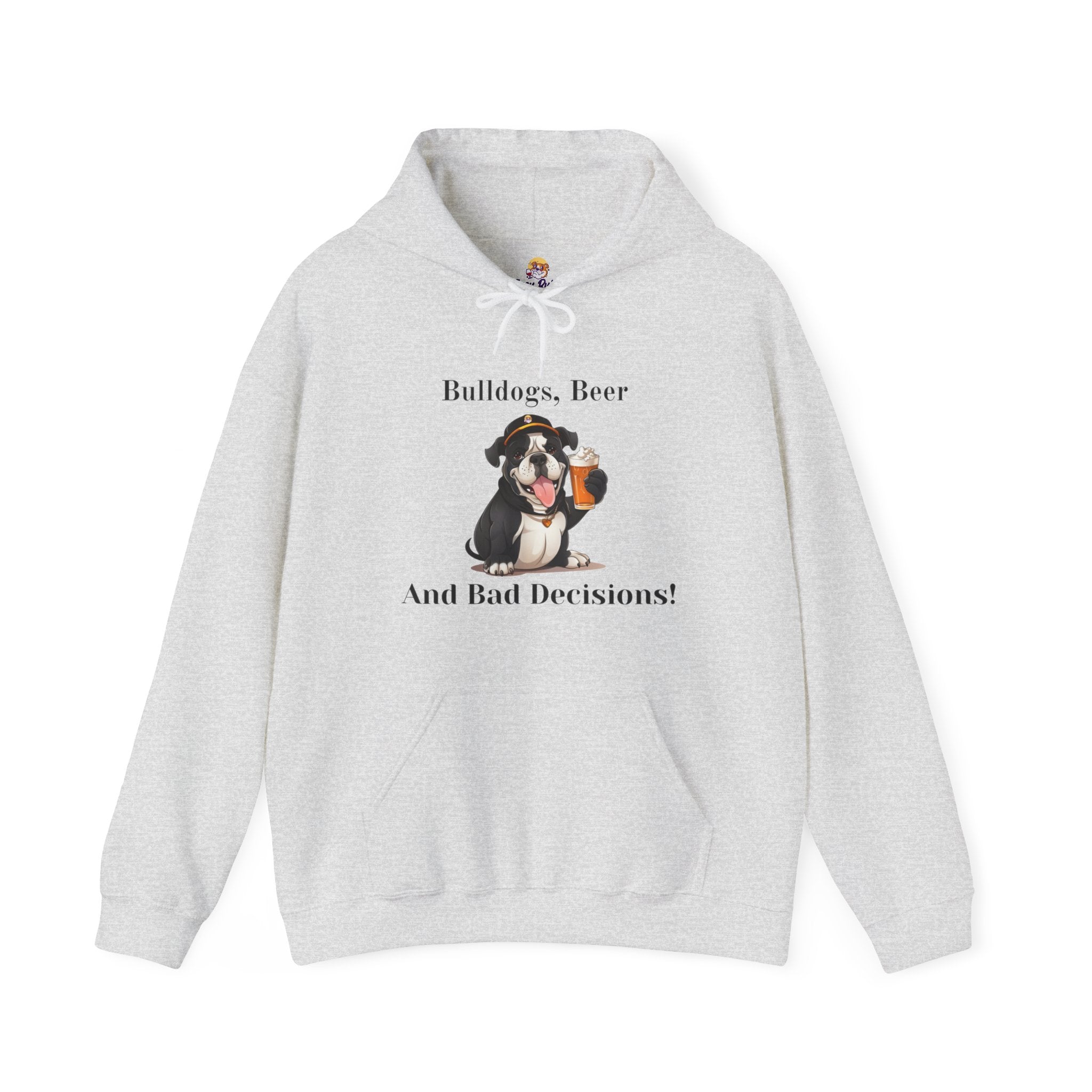 Bulldogs, Beer, and Bad Decisions" Hoodie - Your Go-To Gear for Mischievous Times! (English/Black)