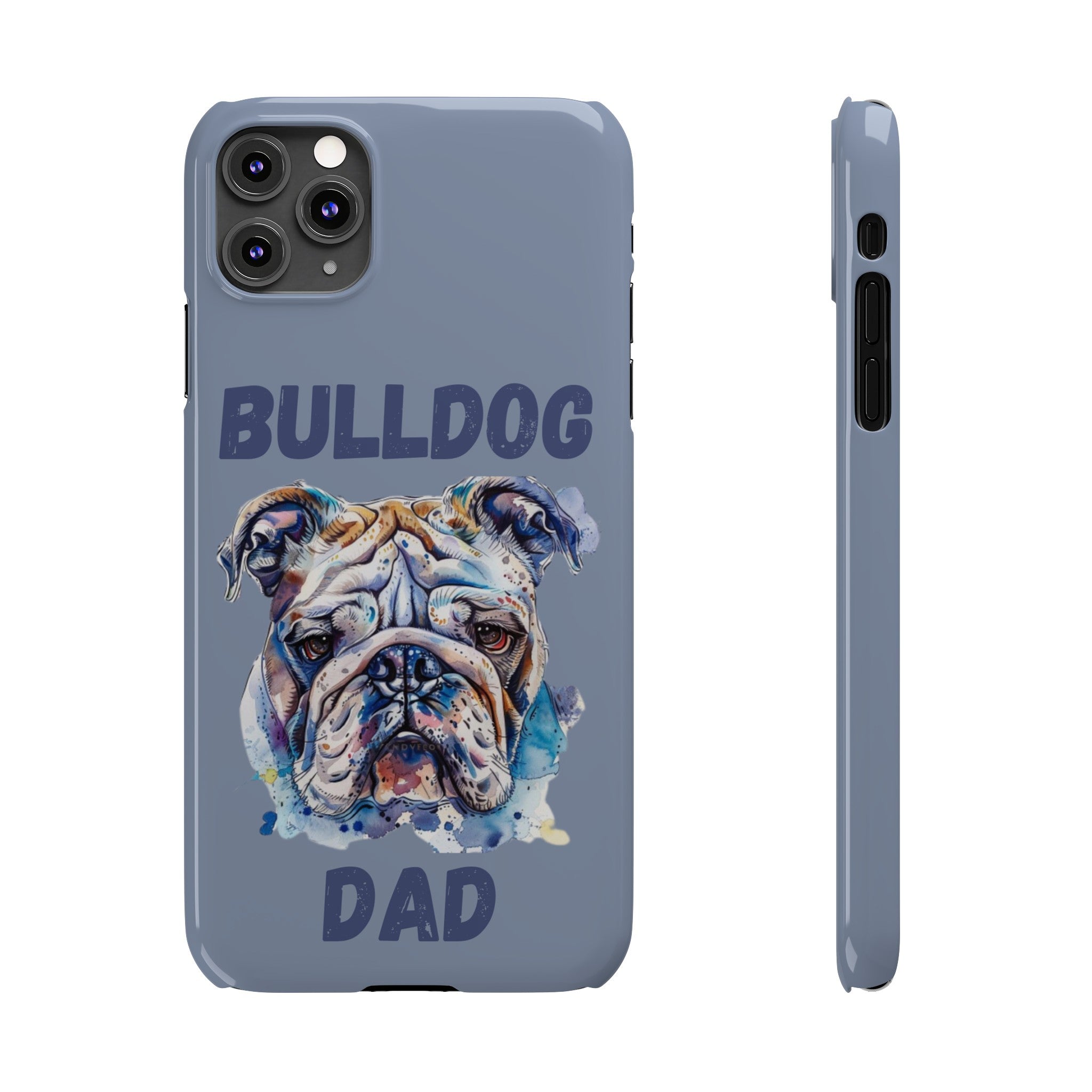 Bulldog Dad iPhone Cases (English/Watercolor)