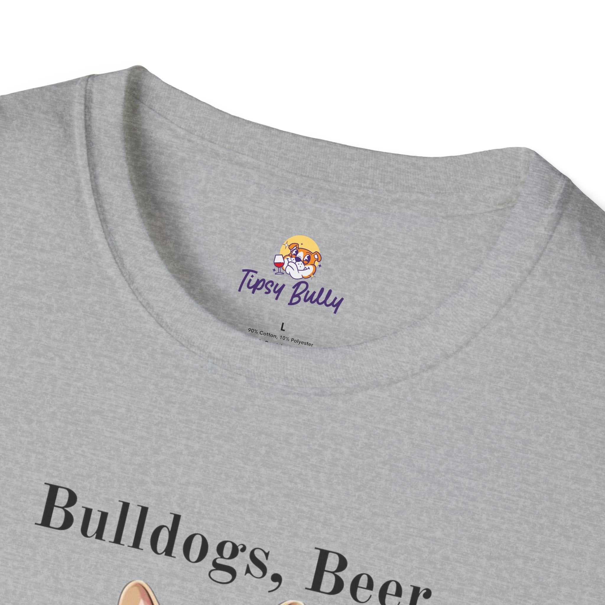 Bulldogs, Beer, and Bad Decisions" Unisex T-Shirt by Tipsy Bully (French/White)