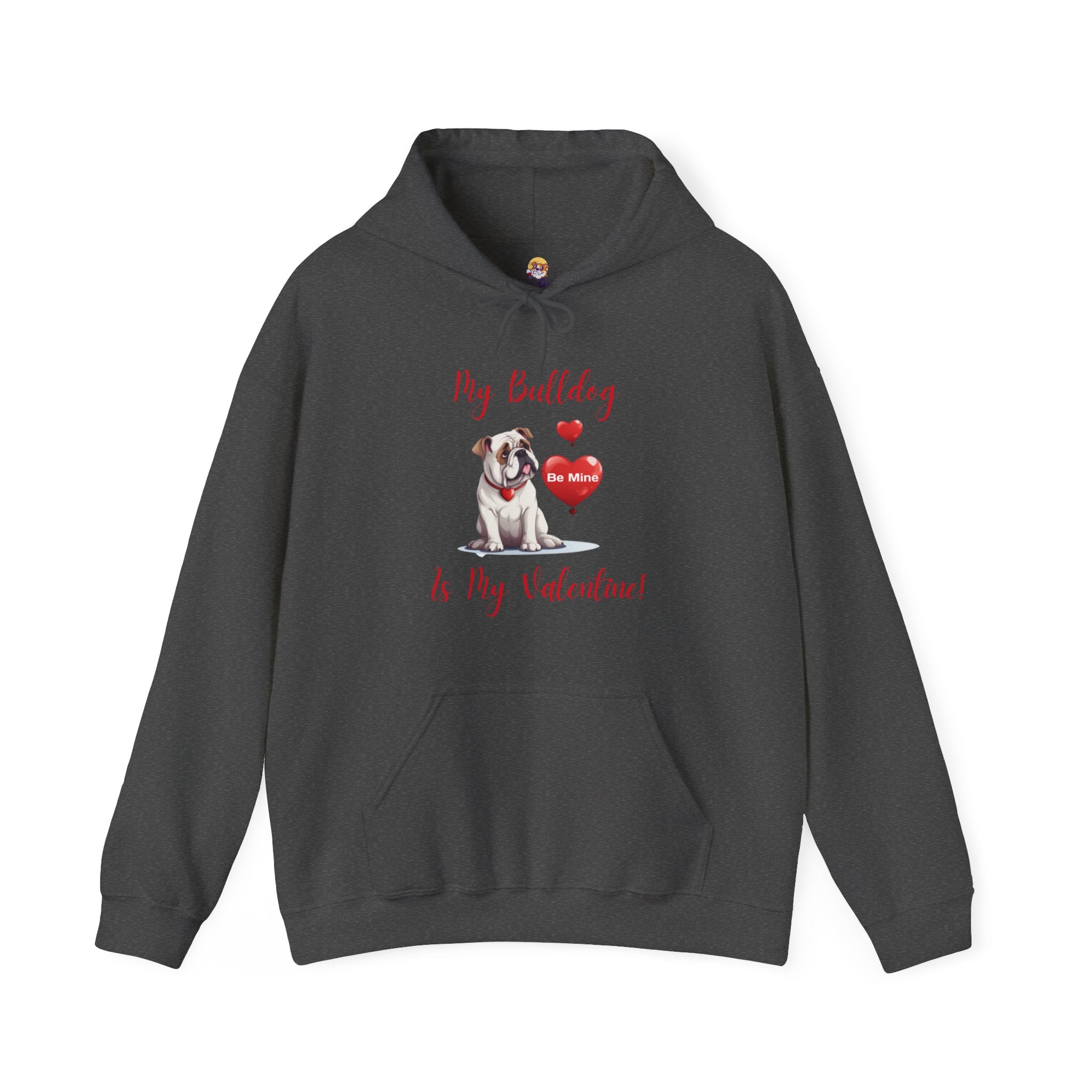 My Bulldog Is My Valentine" - Customizable Bulldog Valentine's Day Hoodie from Tipsy Bully (English/White)