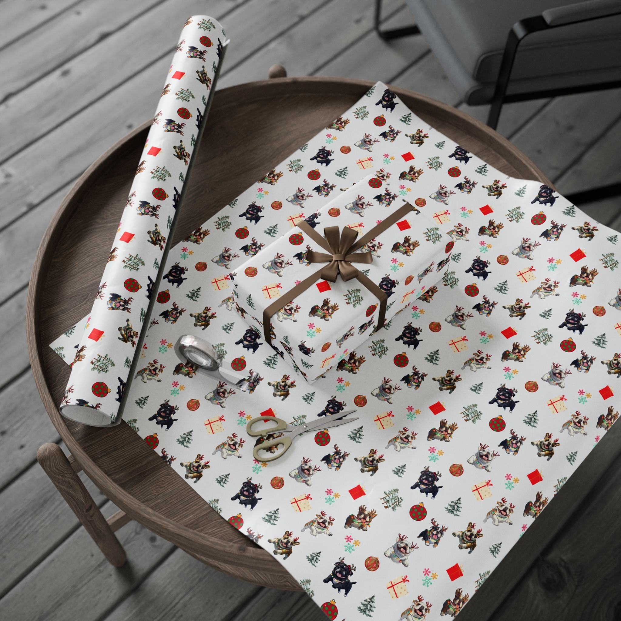"Santa’s Tipsy Crew" Christmas Wrapping Paper (English)