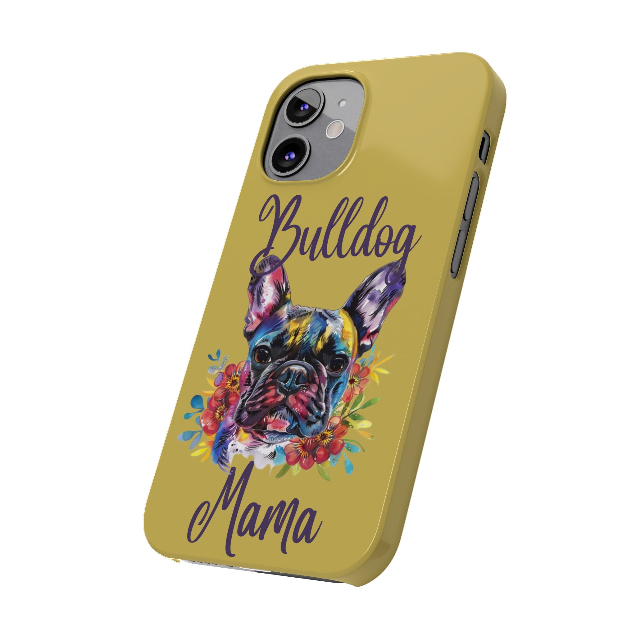 Bulldog Mama iPhone Cases (French/Lime)