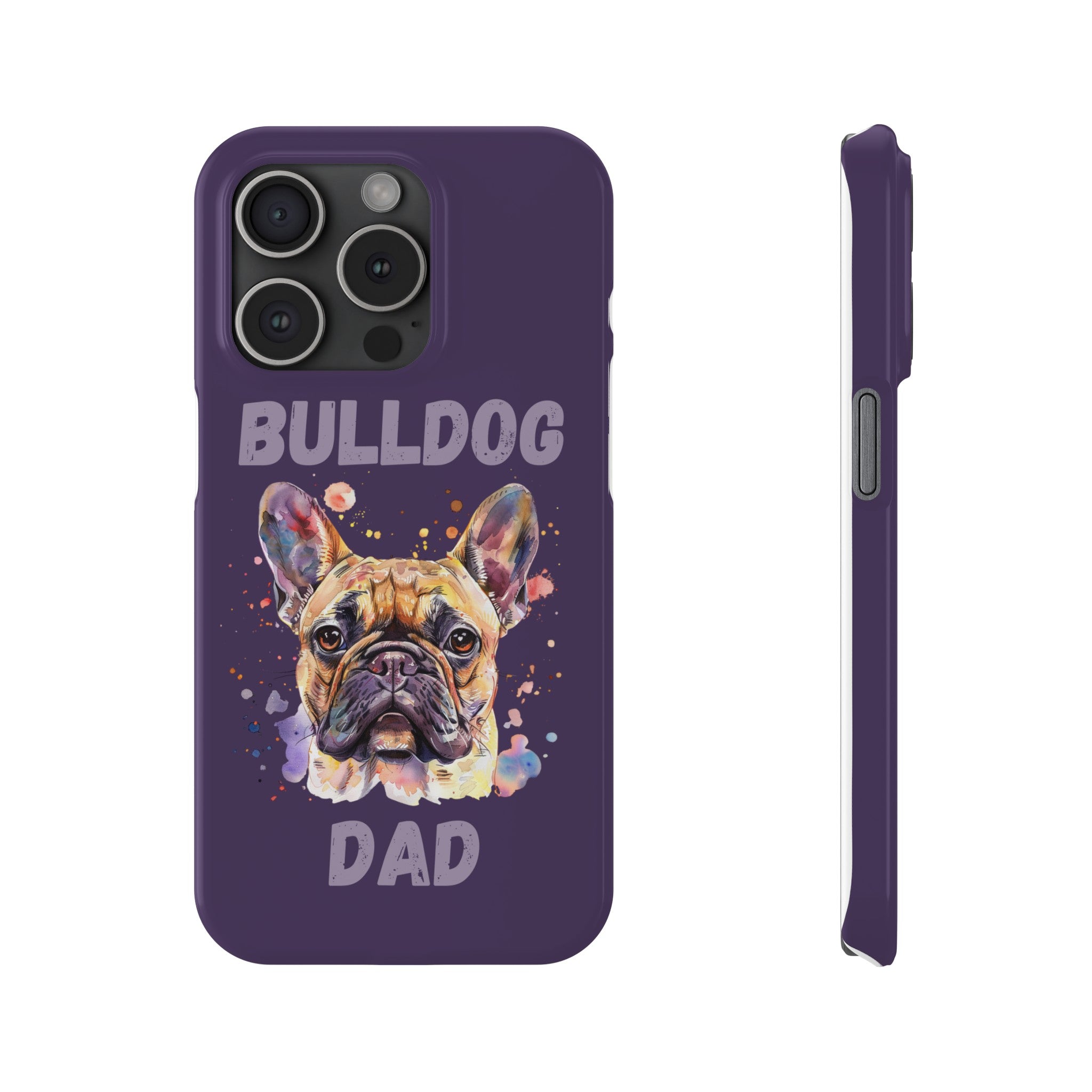 Bulldog Dad iPhone Cases (French/Purple)