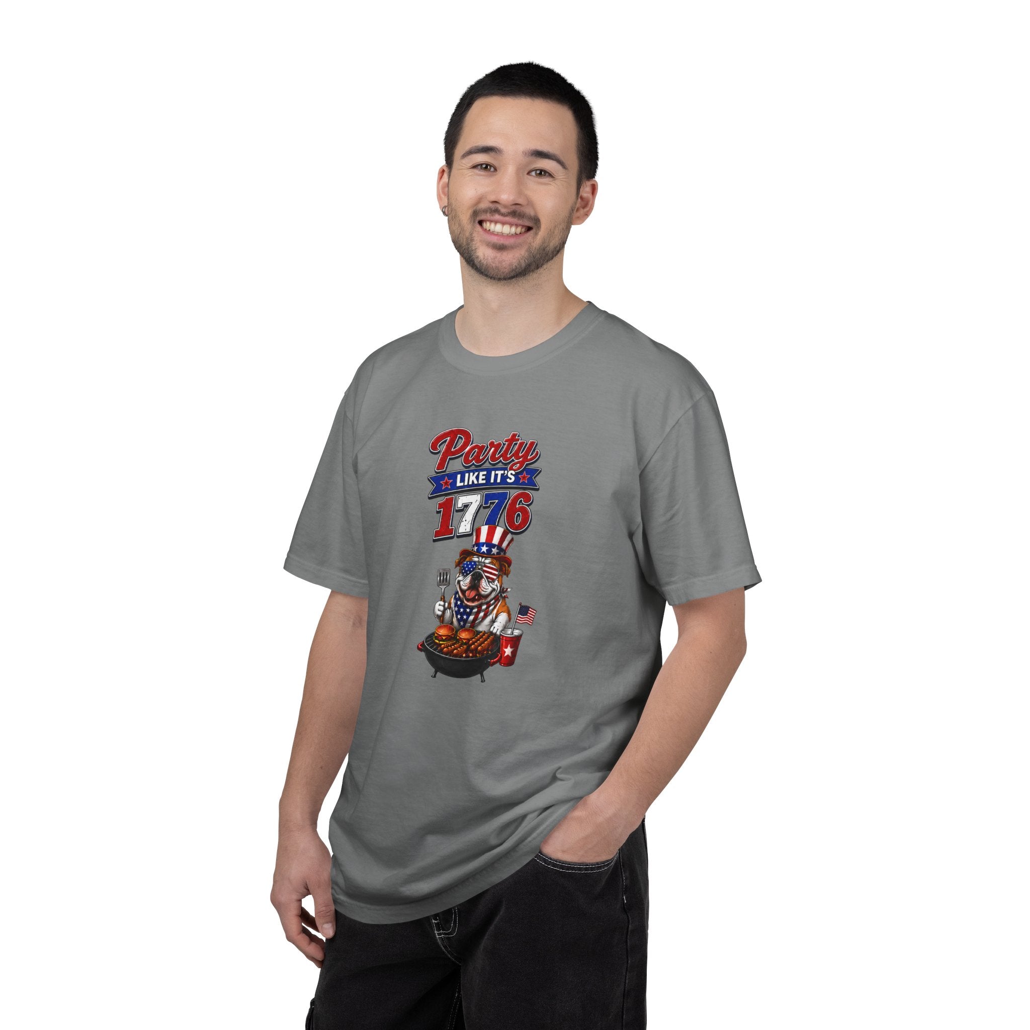 Party Like Its 1776 Bulldog T-Shirt | Patriotic Garment-Dyed Tee (English)