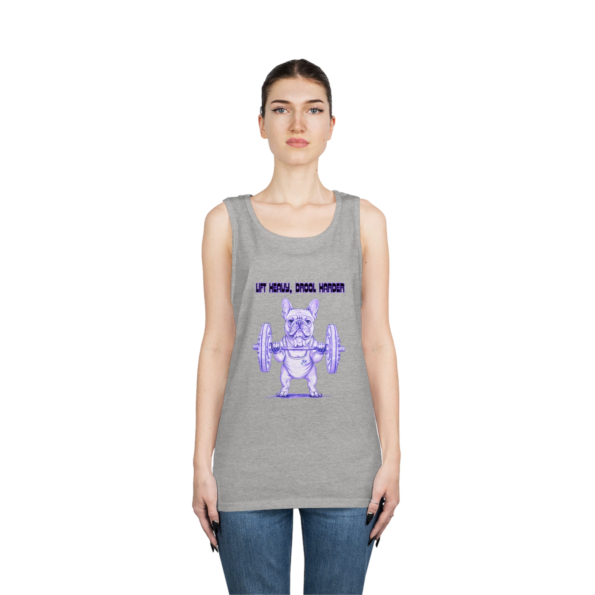 Tipsy Bully "Lift Heavy, Drool Harder" Unisex Tank Top (French/Purple)