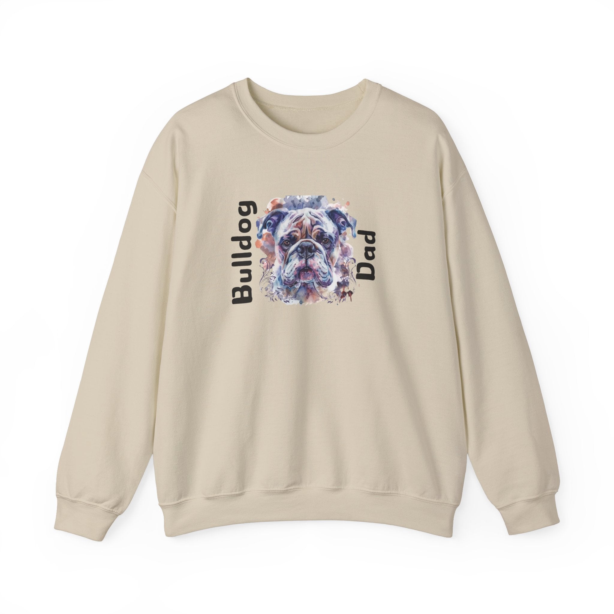 Bulldog Dad crew neck sweatshirt lifestyle photo - English Bulldog mom gift | Tipsy Bully