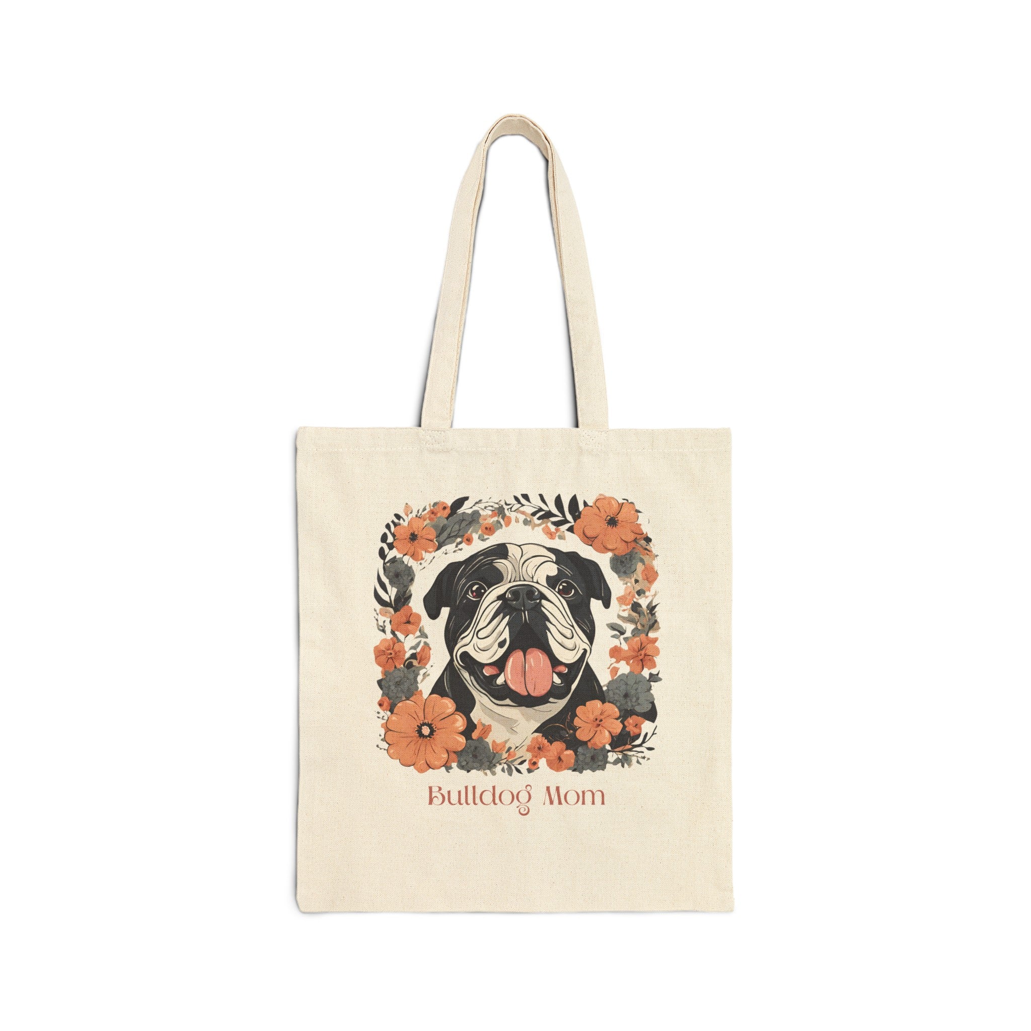 Bulldog Mom Canvas Tote (English/Black)