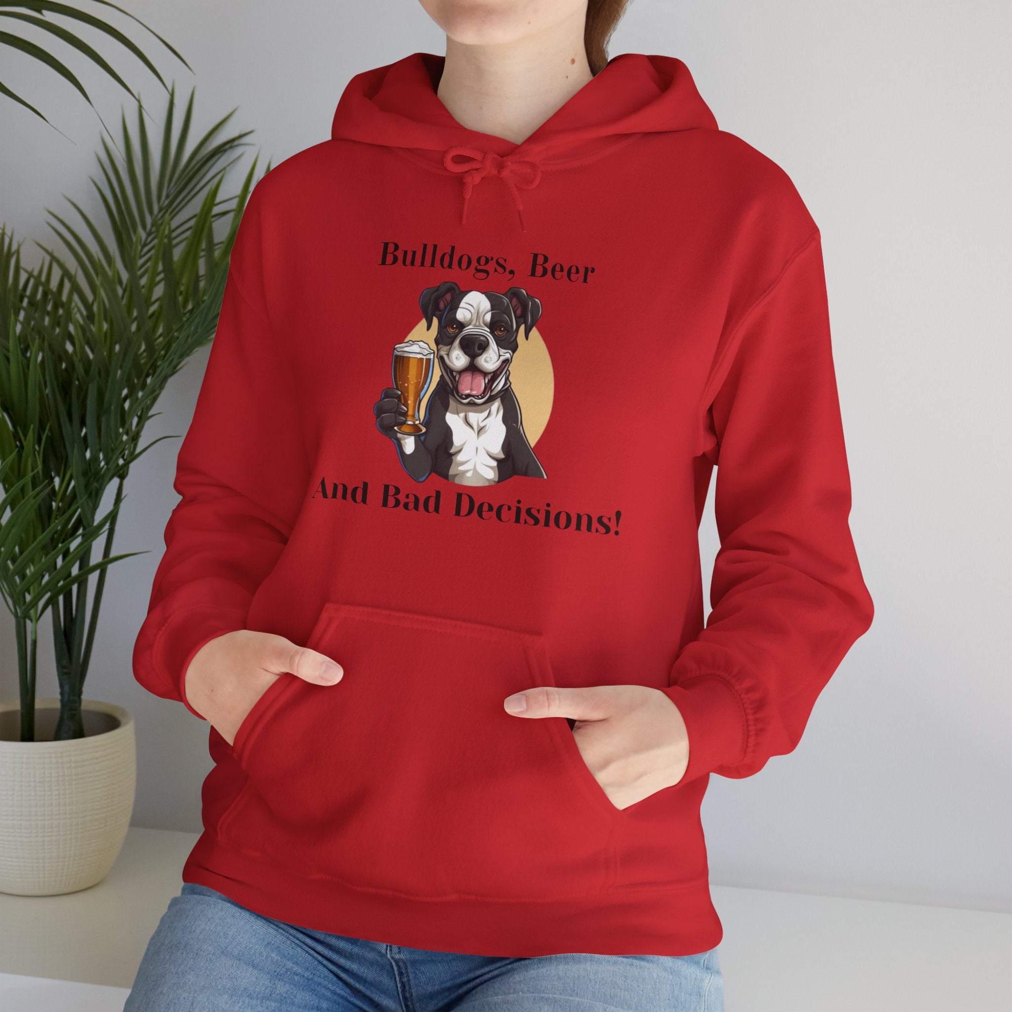 Bulldogs, Beer, and Bad Decisions" Hoodie - Your Go-To Gear for Mischievous Times! - English Bulldog mom gift | Tipsy Bully