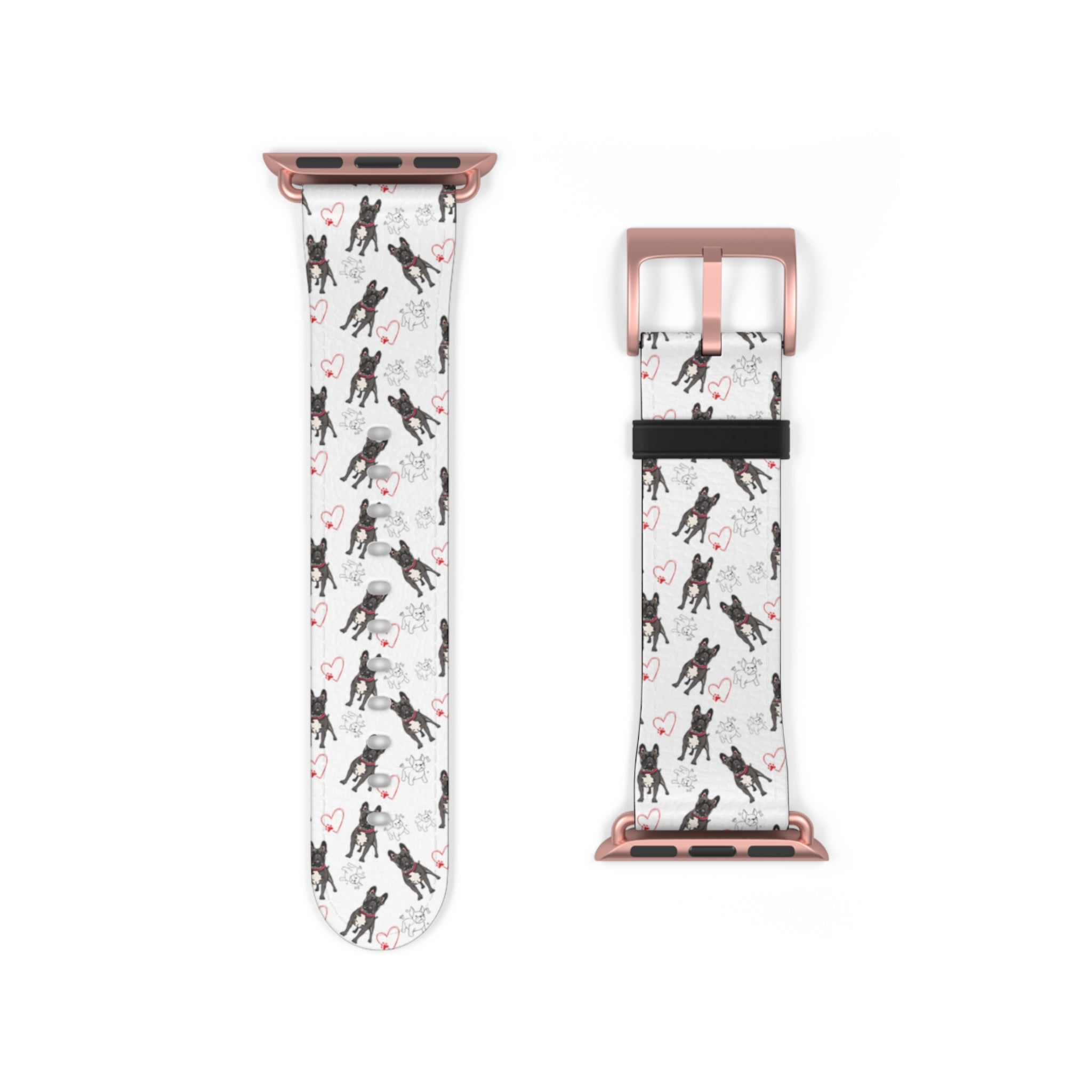 Bulldog Apple Watch Bands (French/Hearts)