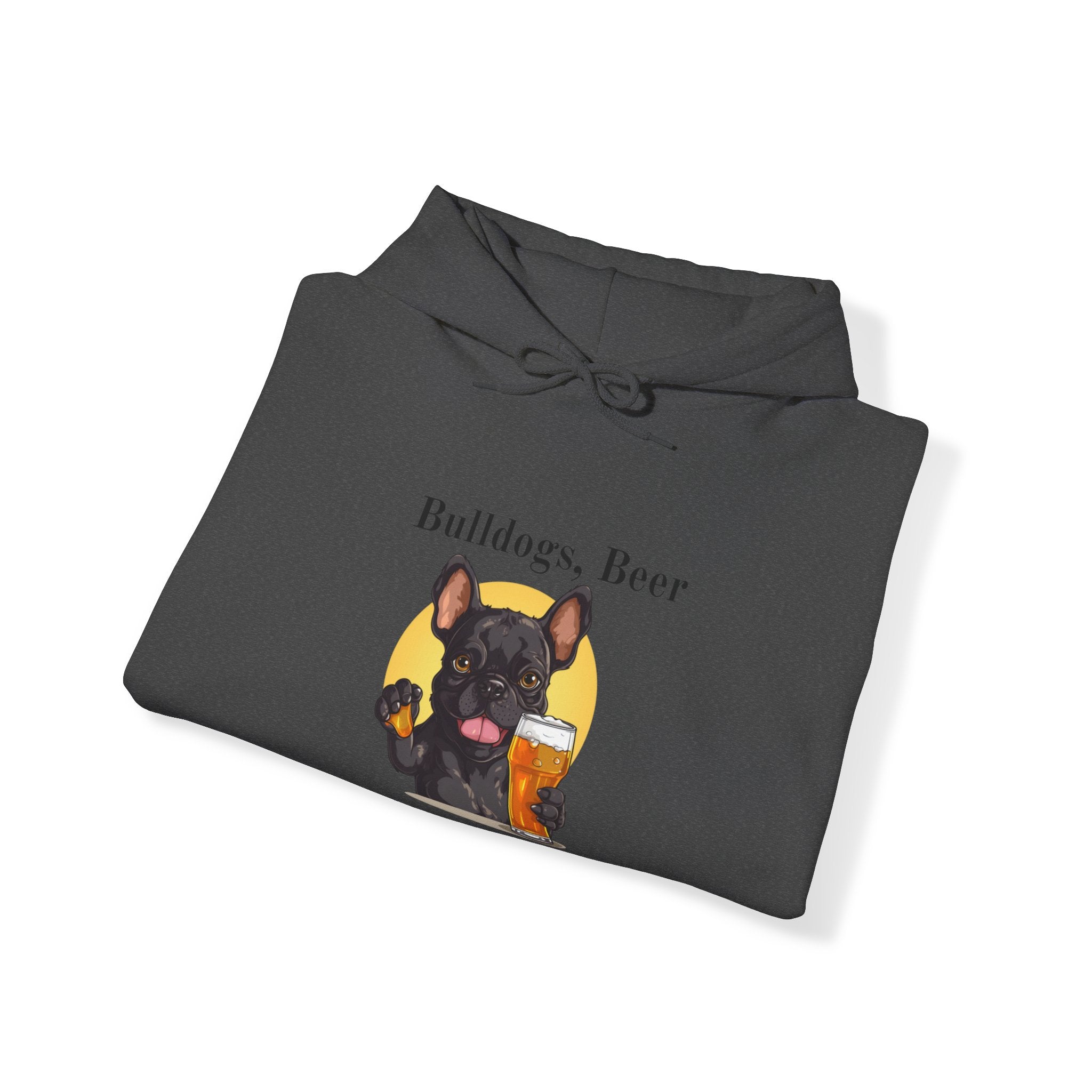 Bulldogs, Beer, and Bad Decisions" Hoodie - Your Go-To Gear for Mischievous Times! (French/Black)