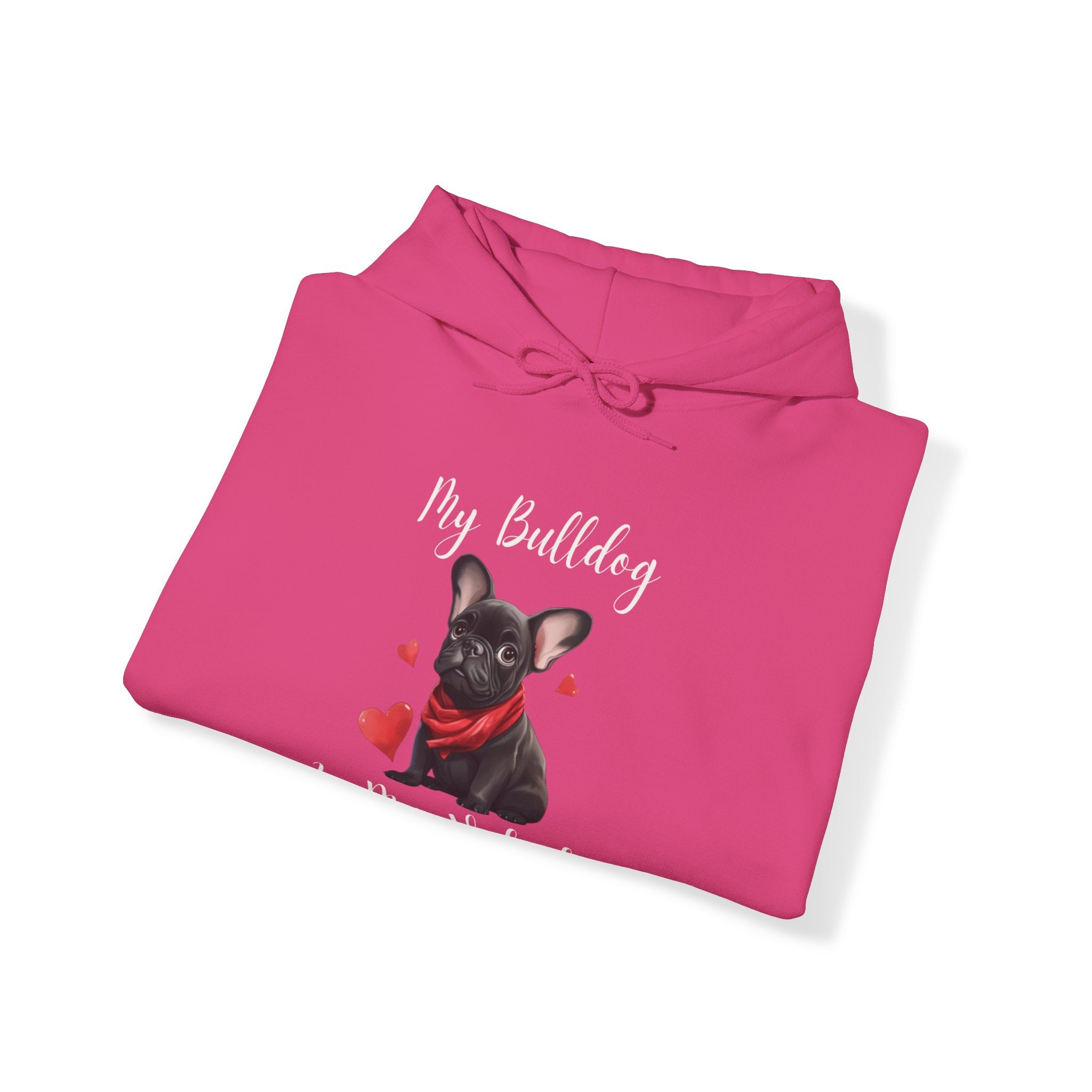My Bulldog Is My Valentine" - Customizable Bulldog Valentine's Day Hoodie from Tipsy Bully (French/Black)