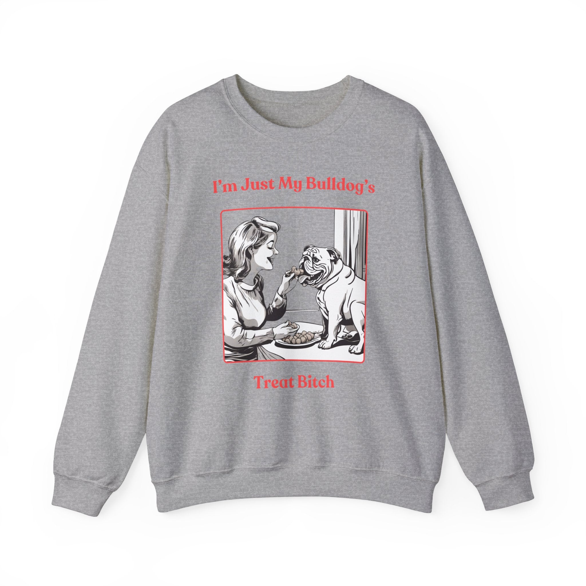 Just My Bulldog's Treat Bitch Crew Neck Sweatshirt (English/Pink)