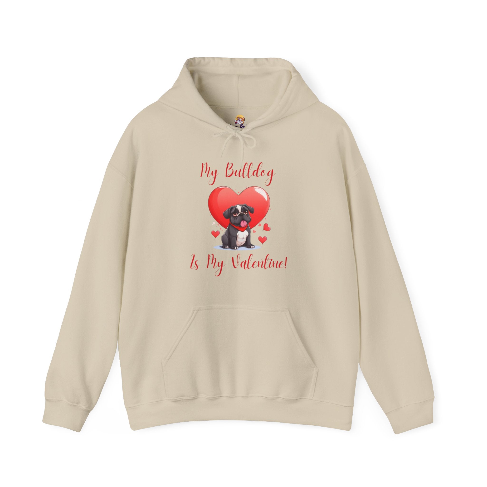My Bulldog Is My Valentine - Customizable Bulldog Valentine's Day Hoodie from Tipsy Bully (English/Black)