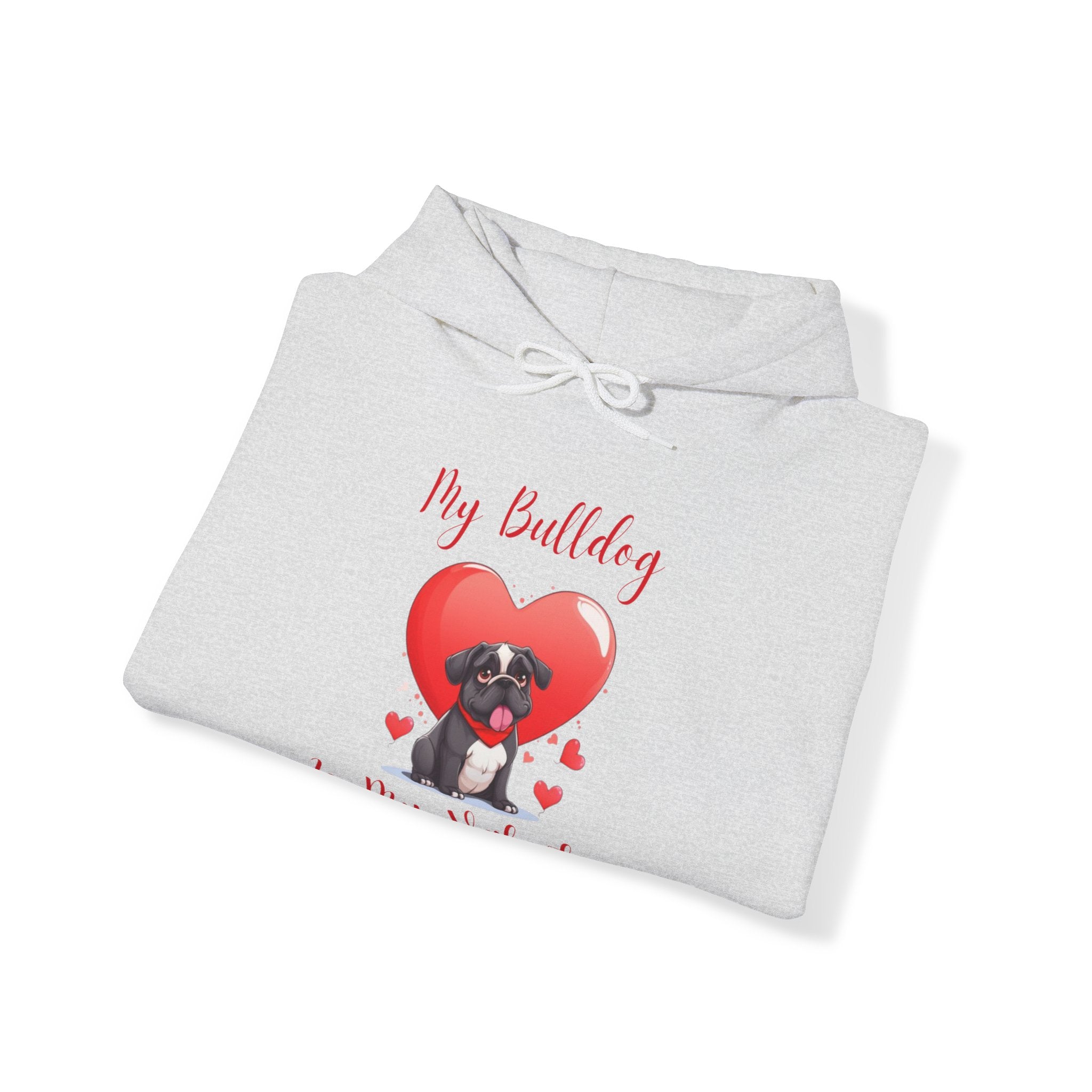 My Bulldog Is My Valentine - Customizable Bulldog Valentine's Day Hoodie from Tipsy Bully (English/Black)