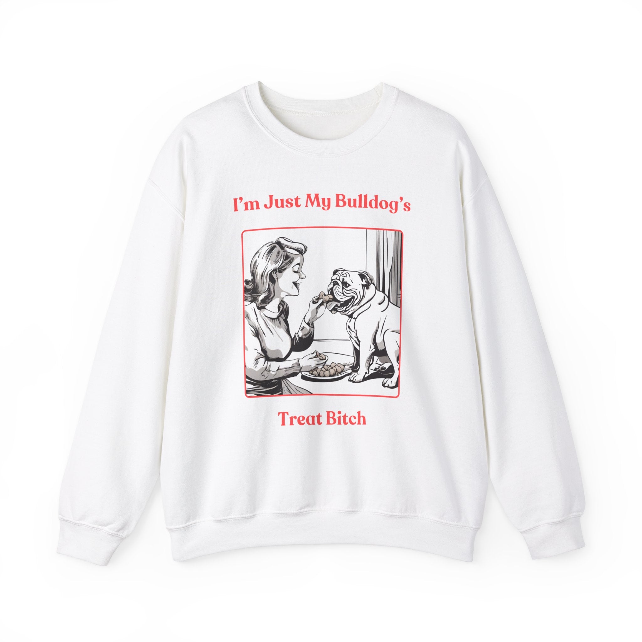 Just My Bulldog's Treat Bitch Crew Neck Sweatshirt (English/Pink)