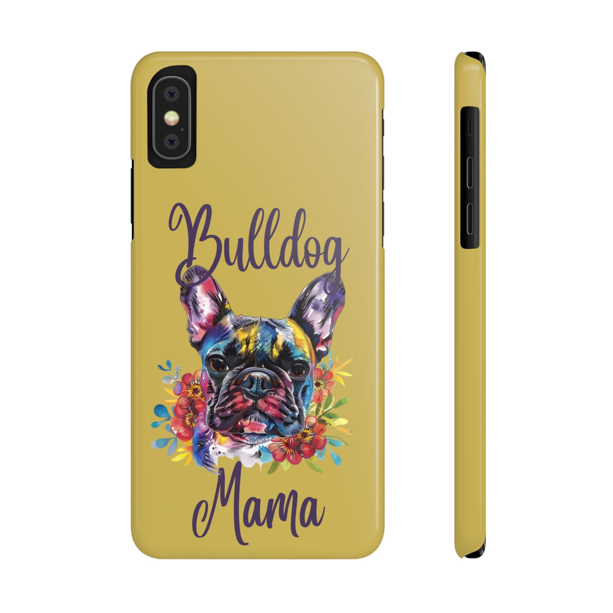 Bulldog Mama iPhone Cases (French/Lime)