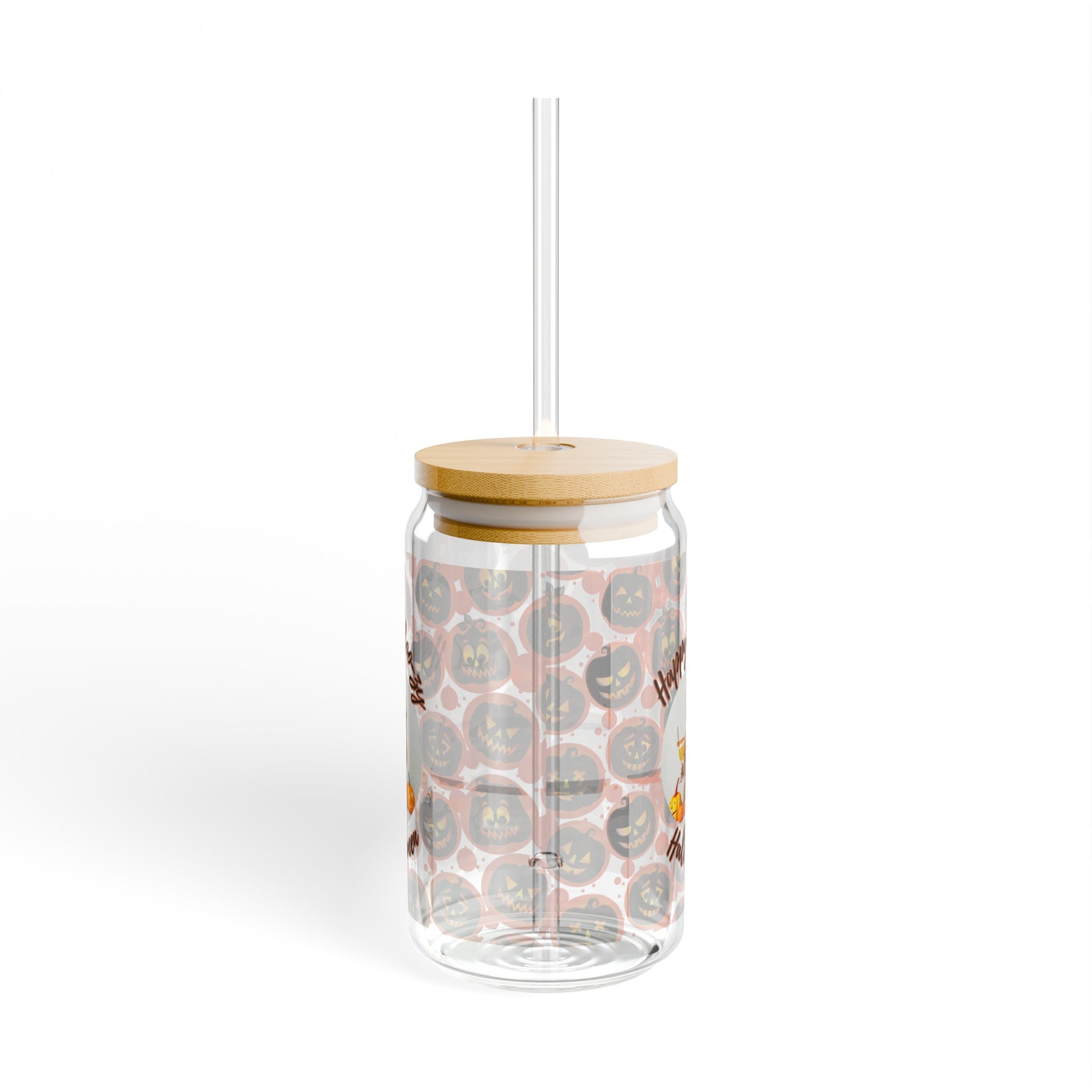 Halloween Sipper Glass: "Happy Boo-zy Halloween!" Edition (White/French)