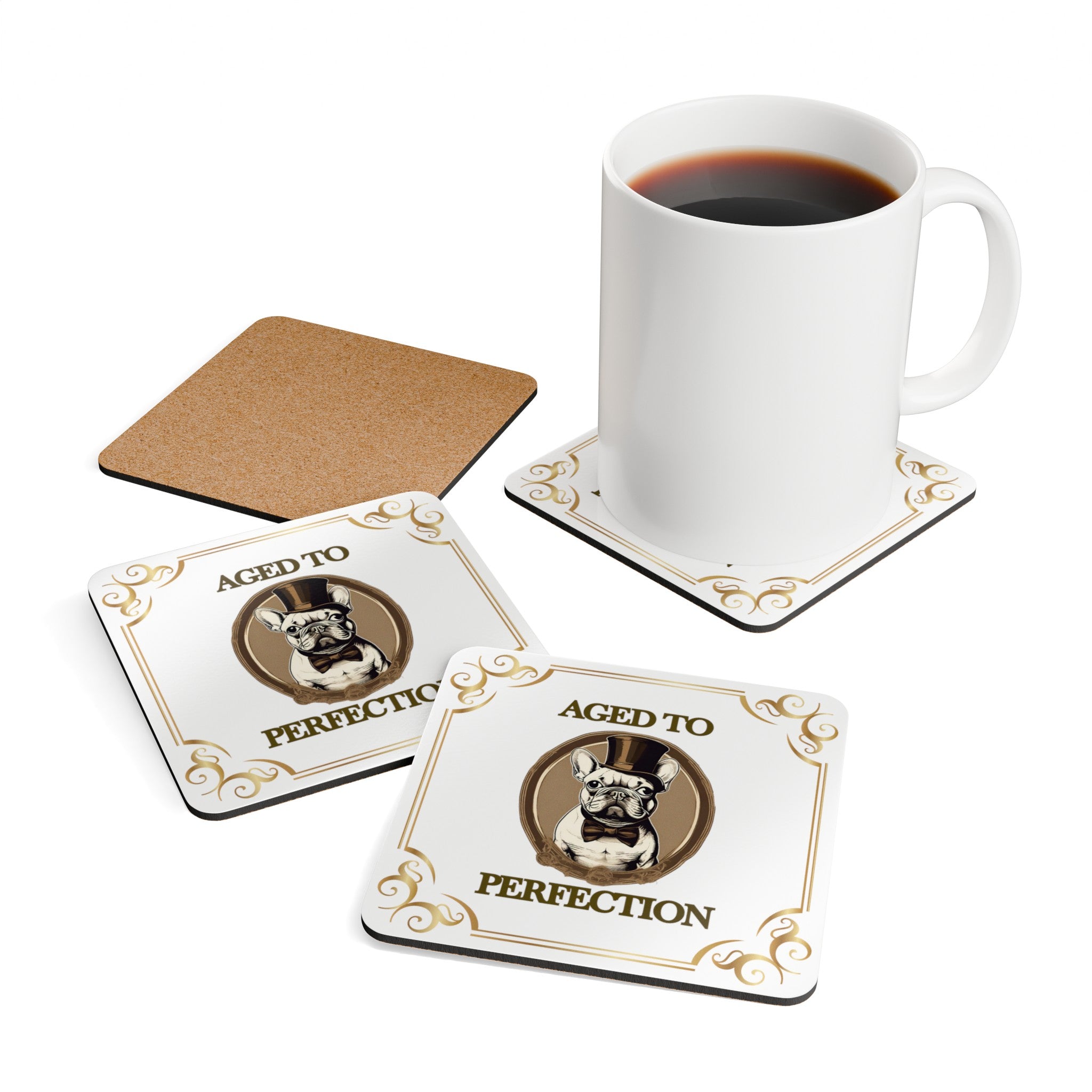 Aged to Perfection Tipsy Bully Coaster Set (French)
