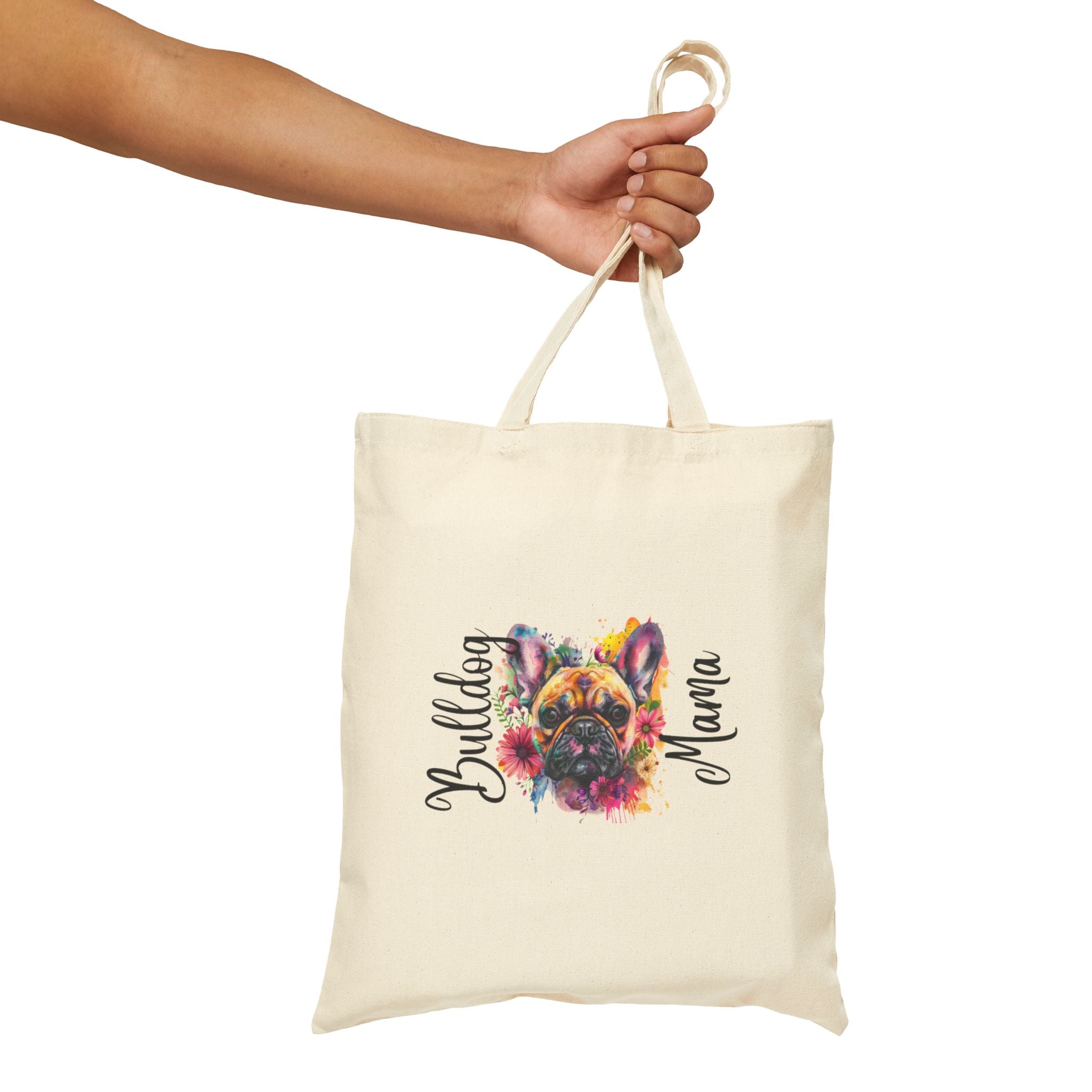 Bulldog Mama Cotton Canvas Tote Bag (French2)