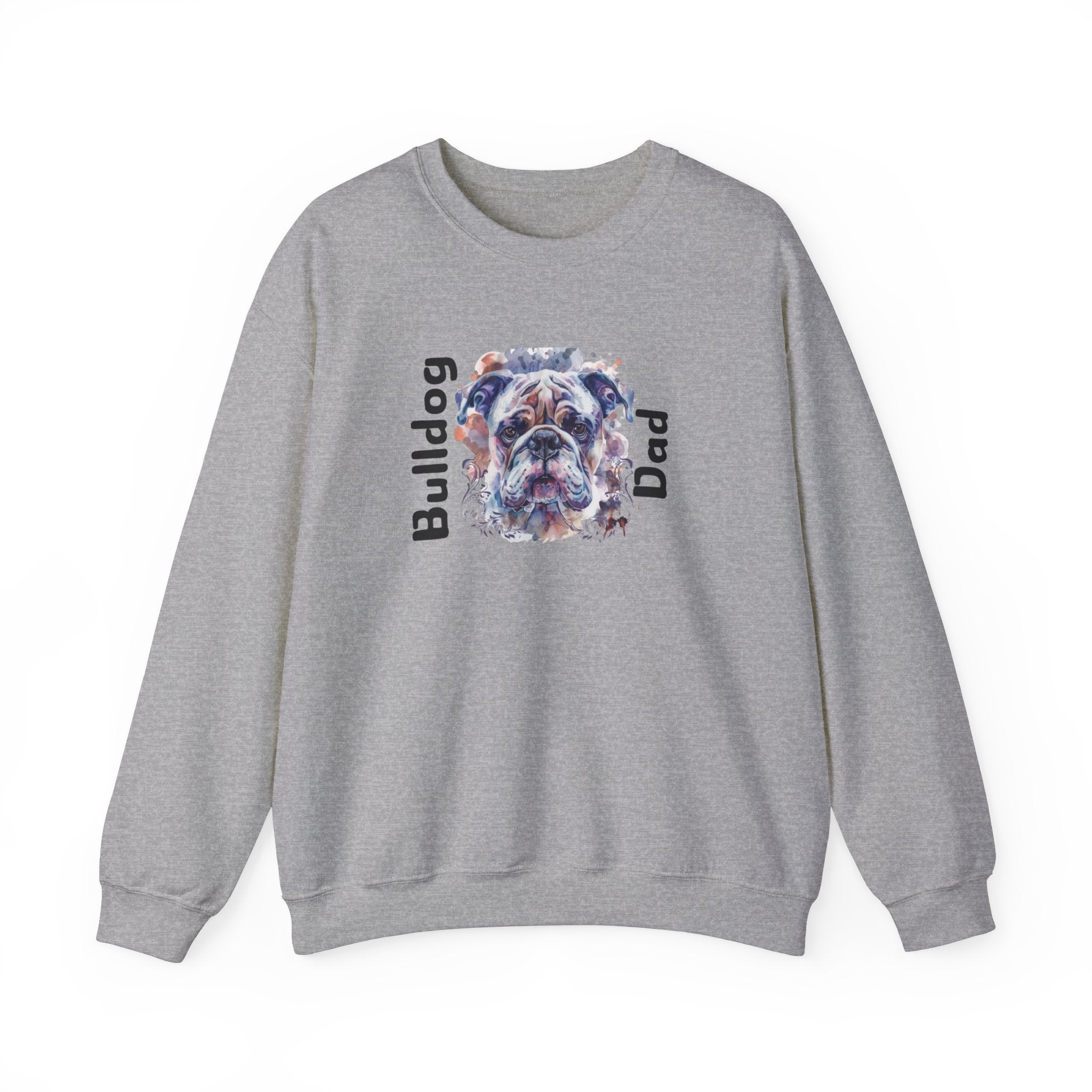 Bulldog Dad crew neck sweatshirt lifestyle photo - English Bulldog mom gift | Tipsy Bully