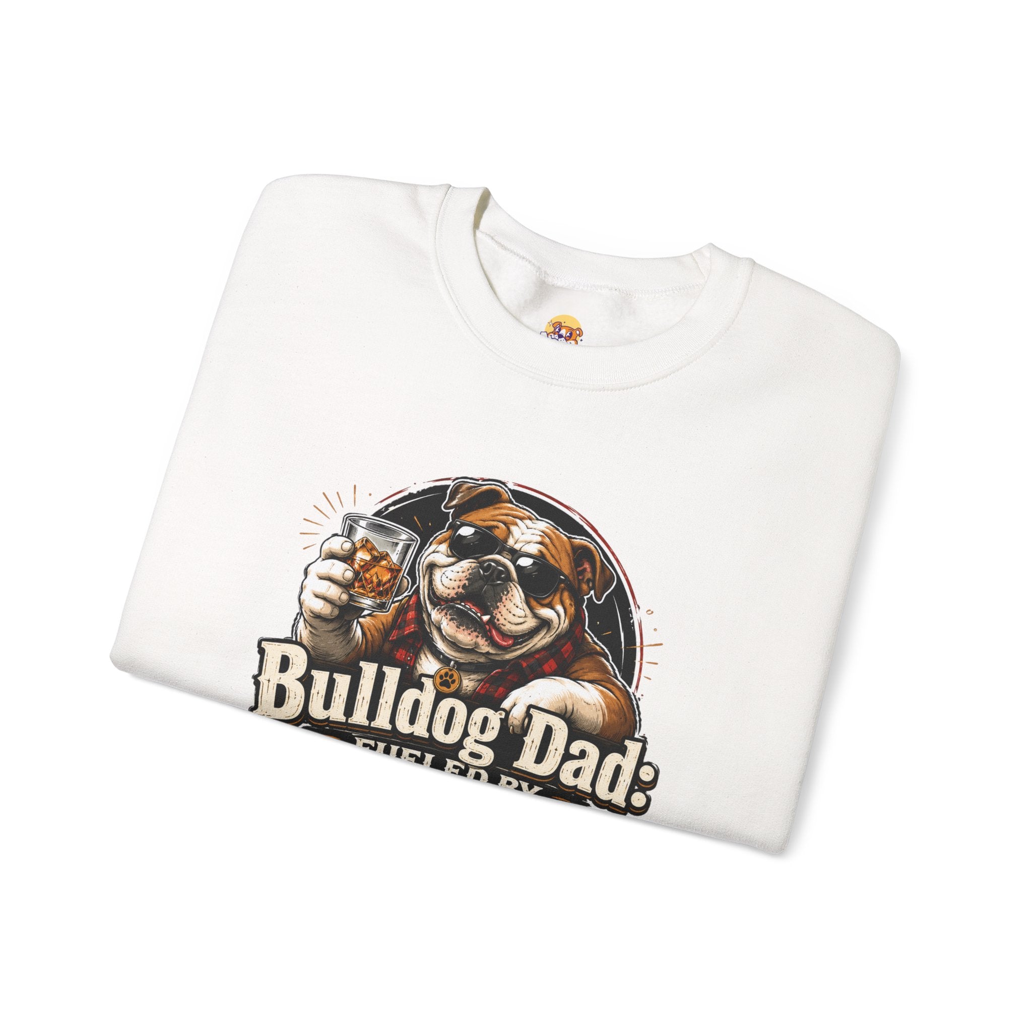 Bulldog Dad Sweatshirt - "Fueled by Bourbon & Bad Decisions" Cozy Crewneck (English)