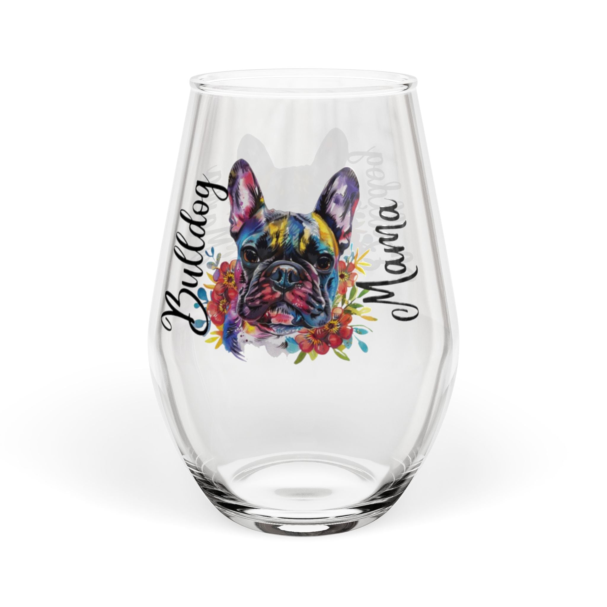 Bulldog Mama Stemless Wine Glass (French1)