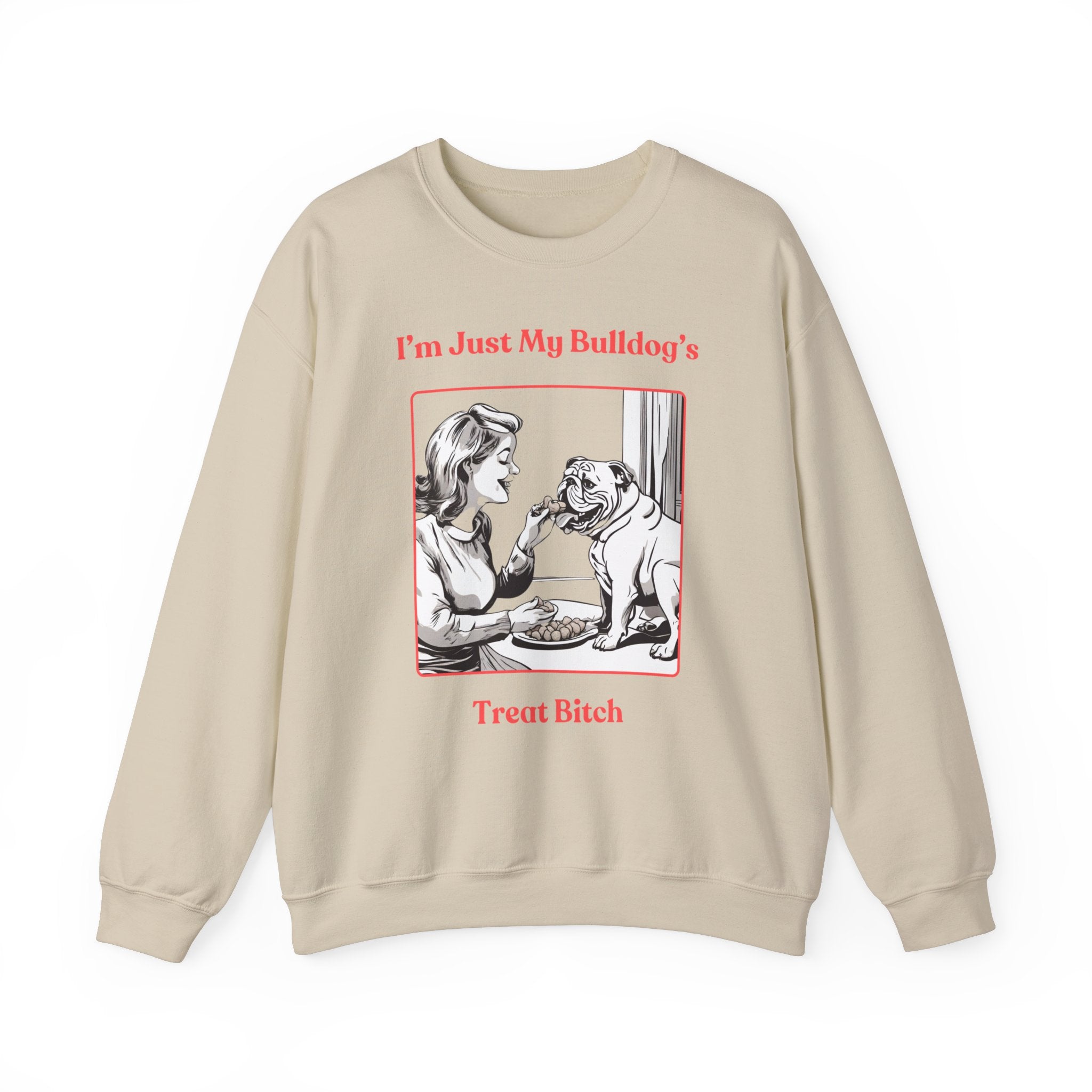 Just My Bulldog's Treat Bitch Crew Neck Sweatshirt (English/Pink)