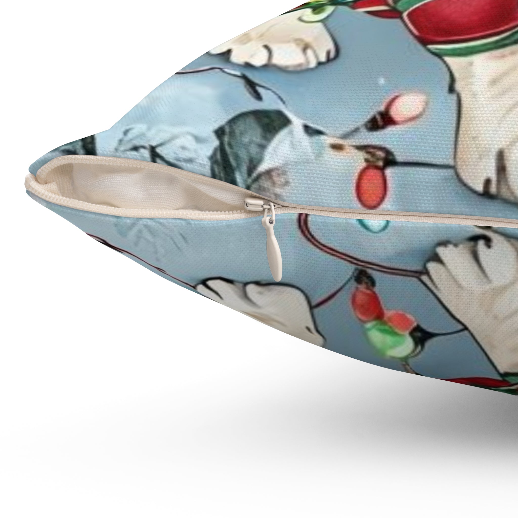 “Holiday Bulldog Wonderland” Christmas pillow (French)