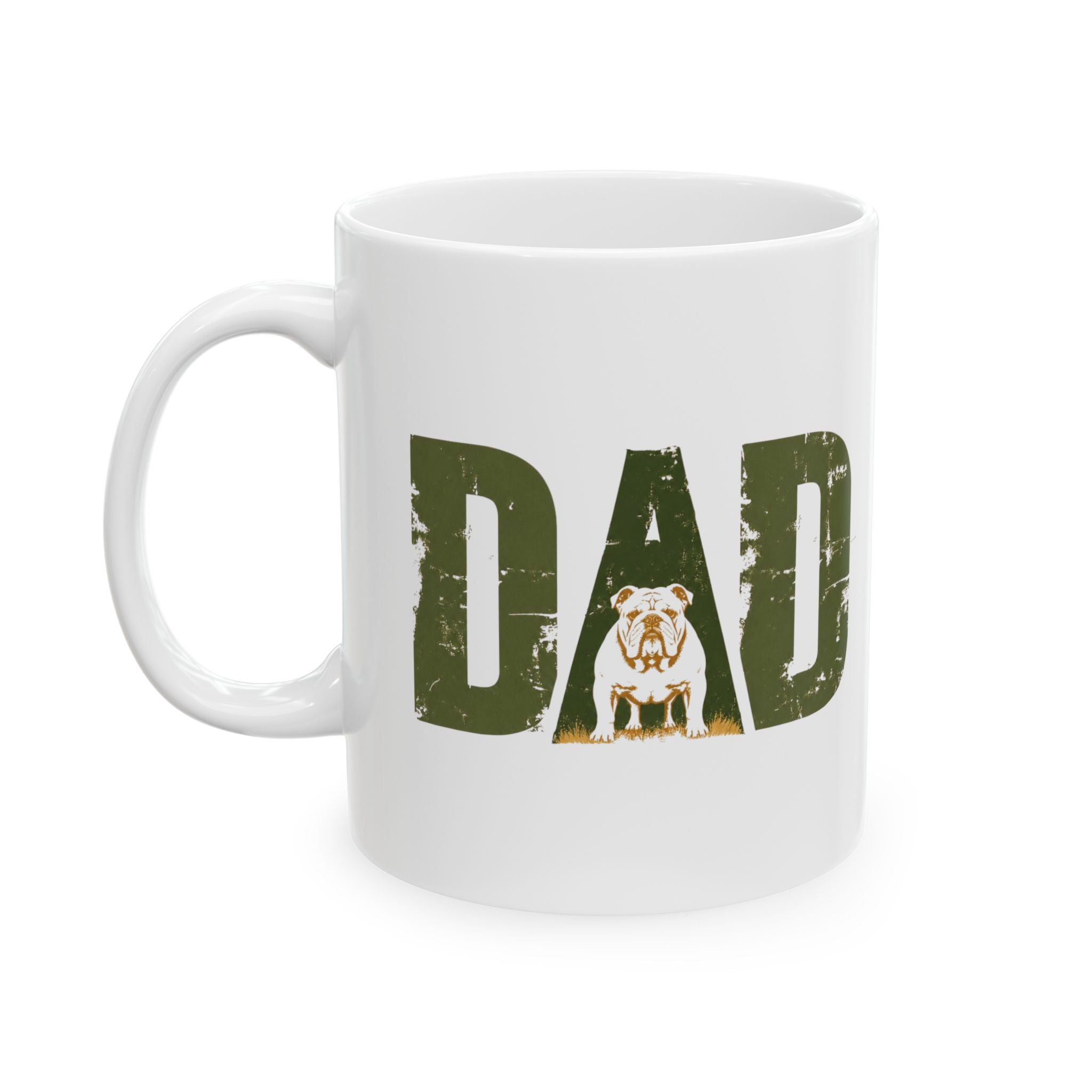 Bulldog Dad Ceramic Mug (11oz/15oz) | Distressed DAD Ceramic Mug (English)