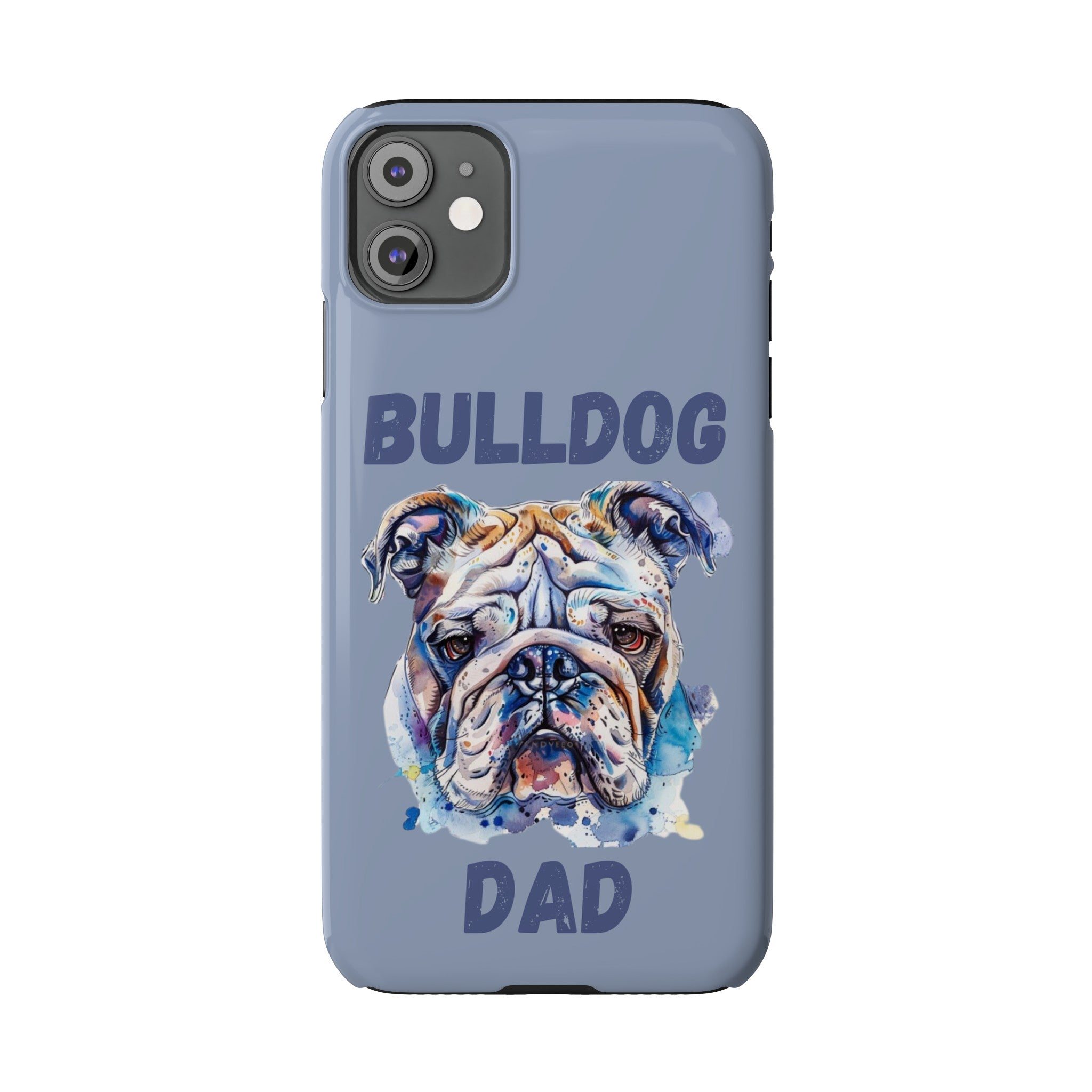 Bulldog Dad iPhone Cases (English/Watercolor)
