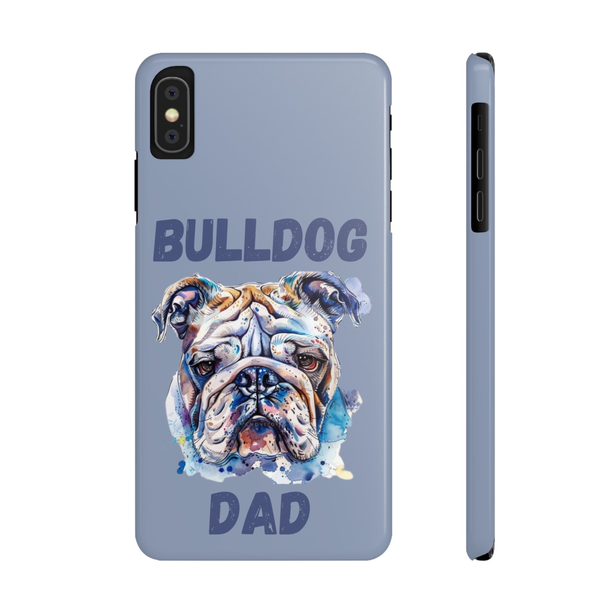 Bulldog Dad iPhone Cases (English/Watercolor)
