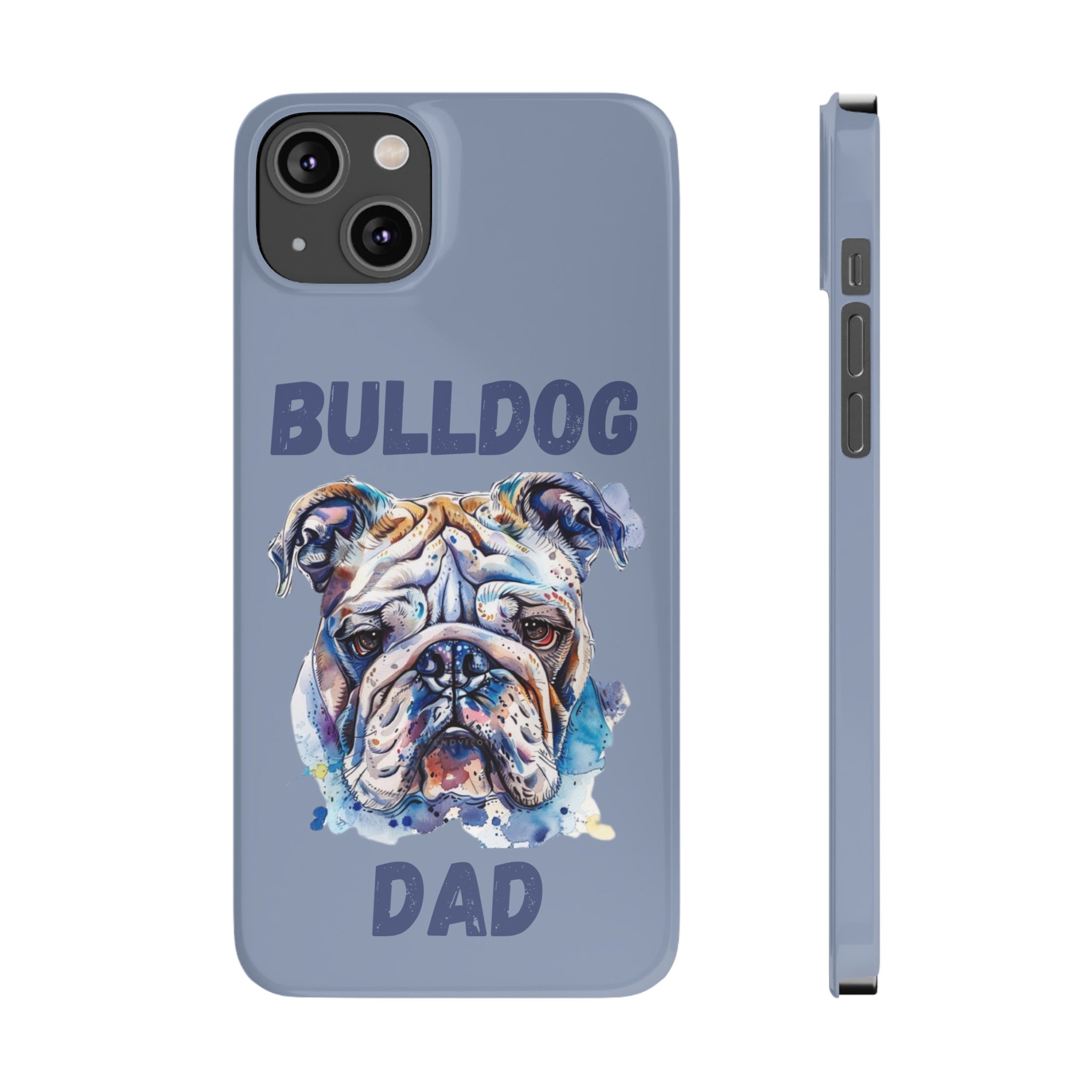 Bulldog Dad iPhone Cases (English/Watercolor)