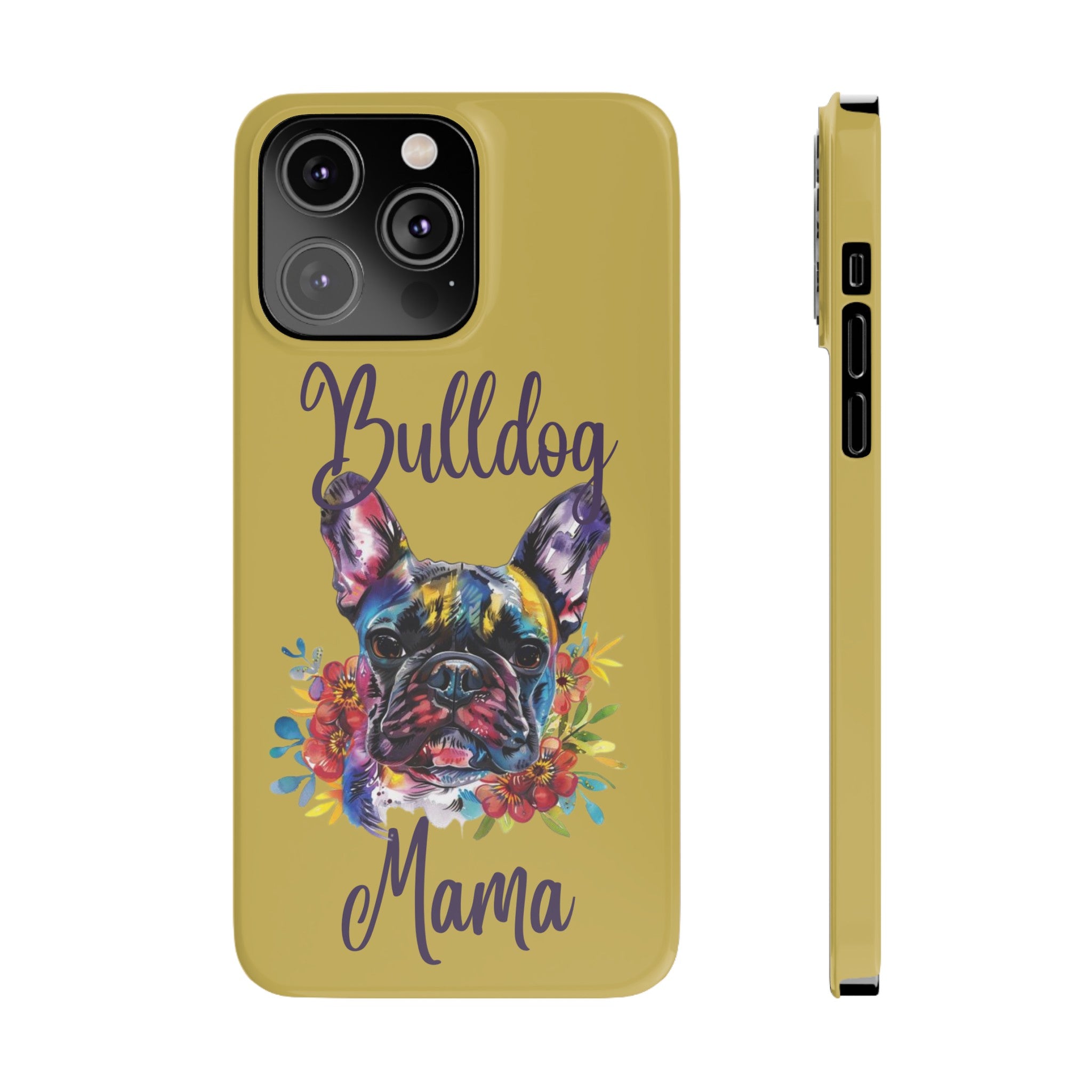 Bulldog Mama iPhone Cases (French/Lime)
