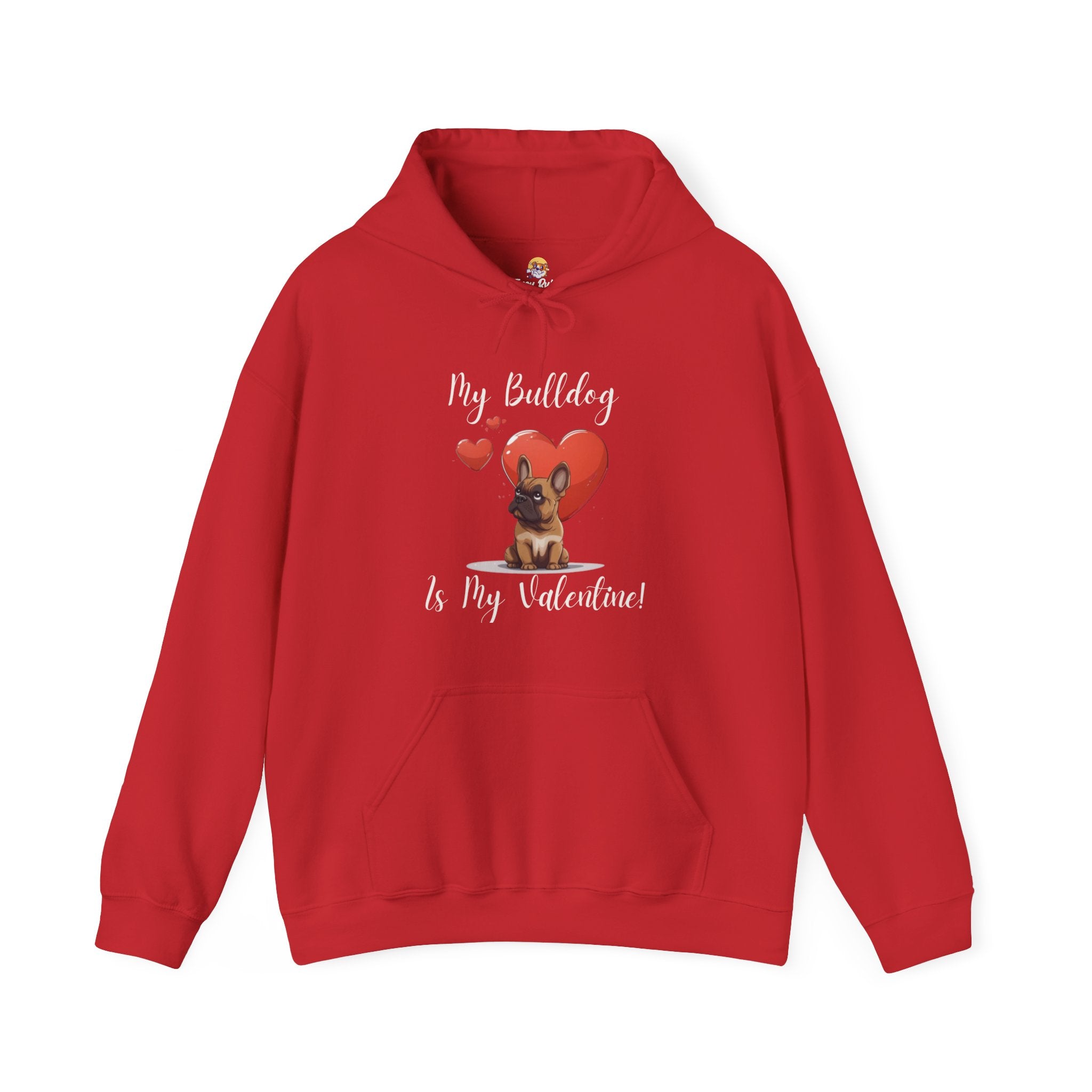 My Bulldog Is My Valentine" - Customizable Bulldog Valentine's Day Hoodie from Tipsy Bully (French/Brown)