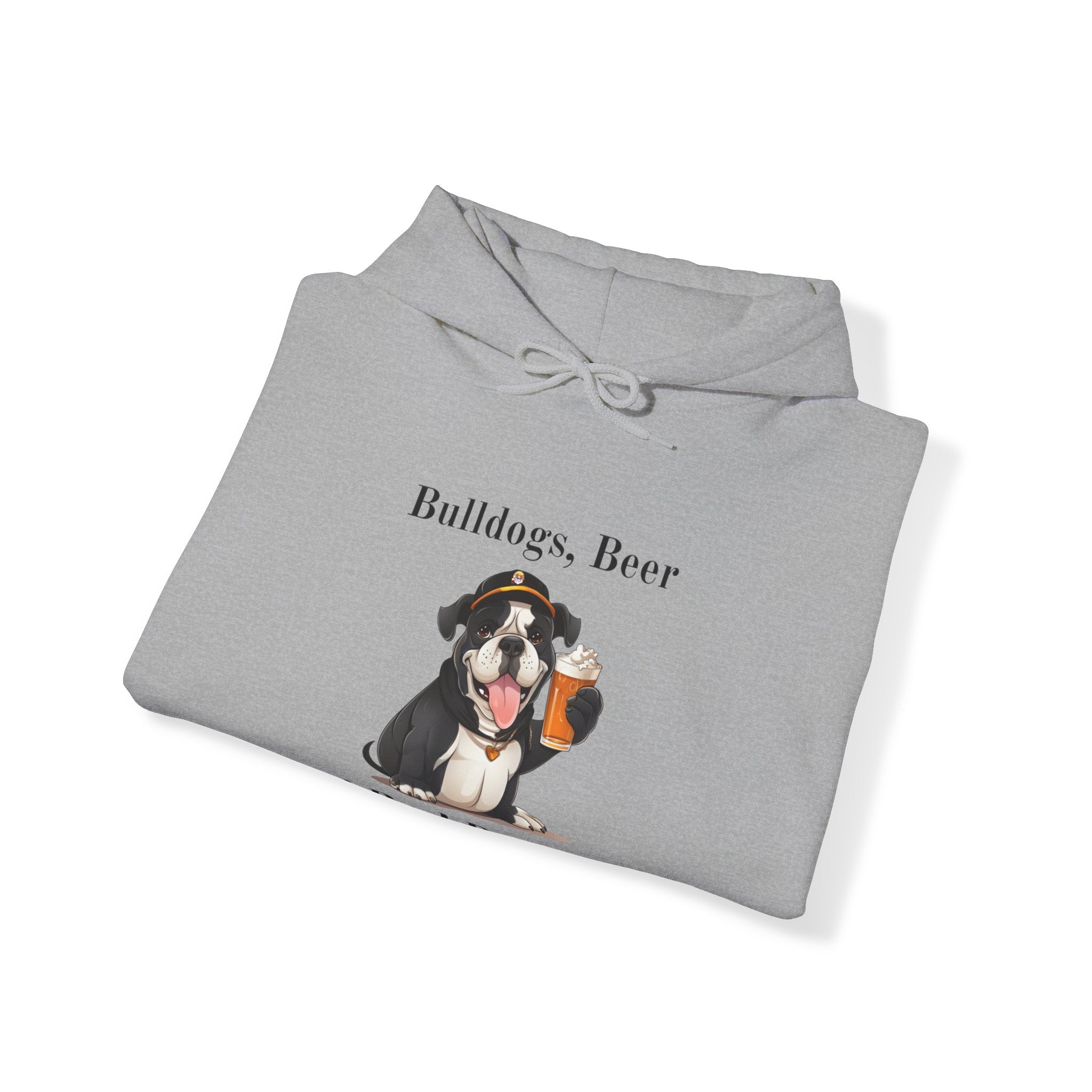 Bulldogs, Beer, and Bad Decisions" Hoodie - Your Go-To Gear for Mischievous Times! (English/Black)