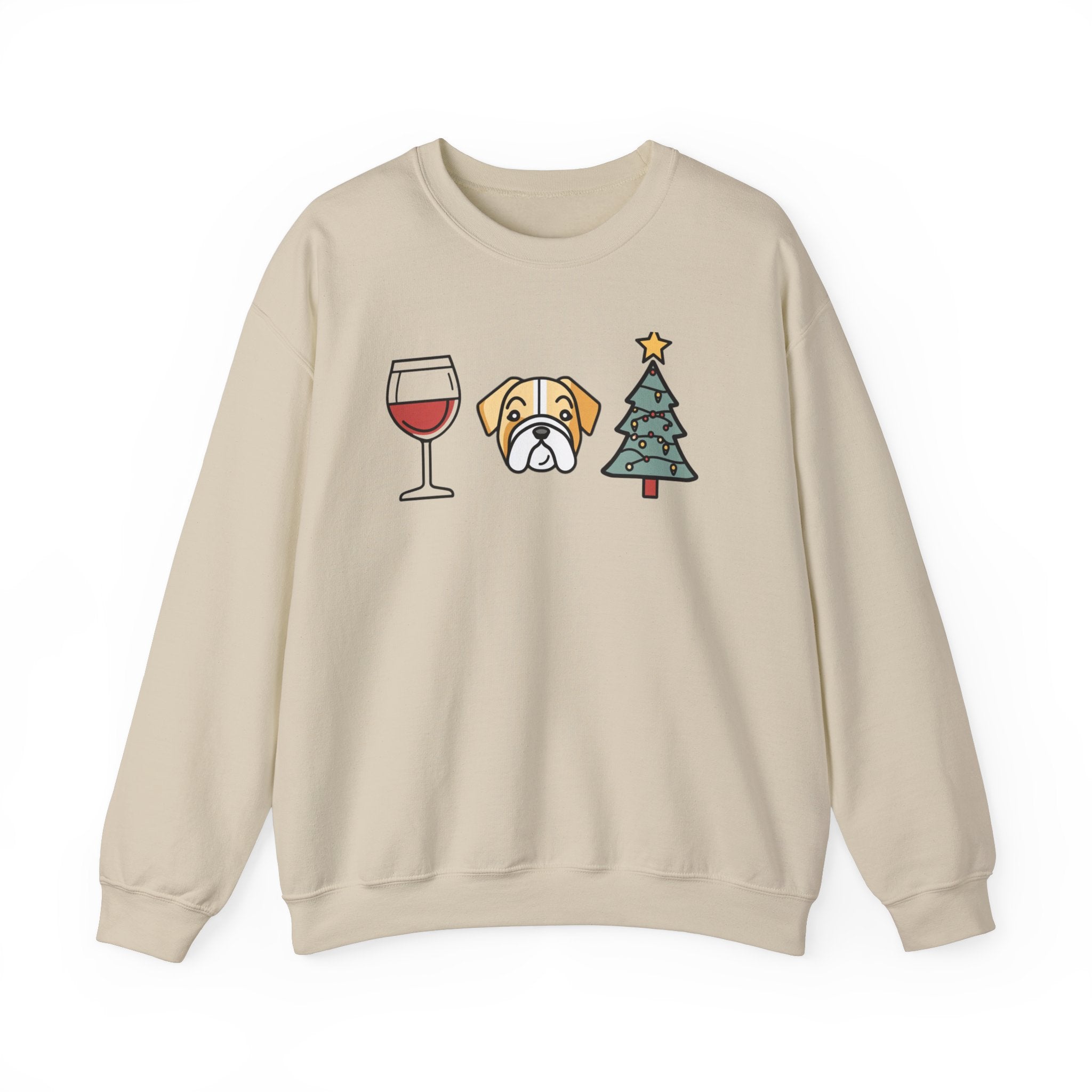 "Santa Paws & Merlot Cheer" Christmas Crewneck Sweatshirt - Unisex (English)