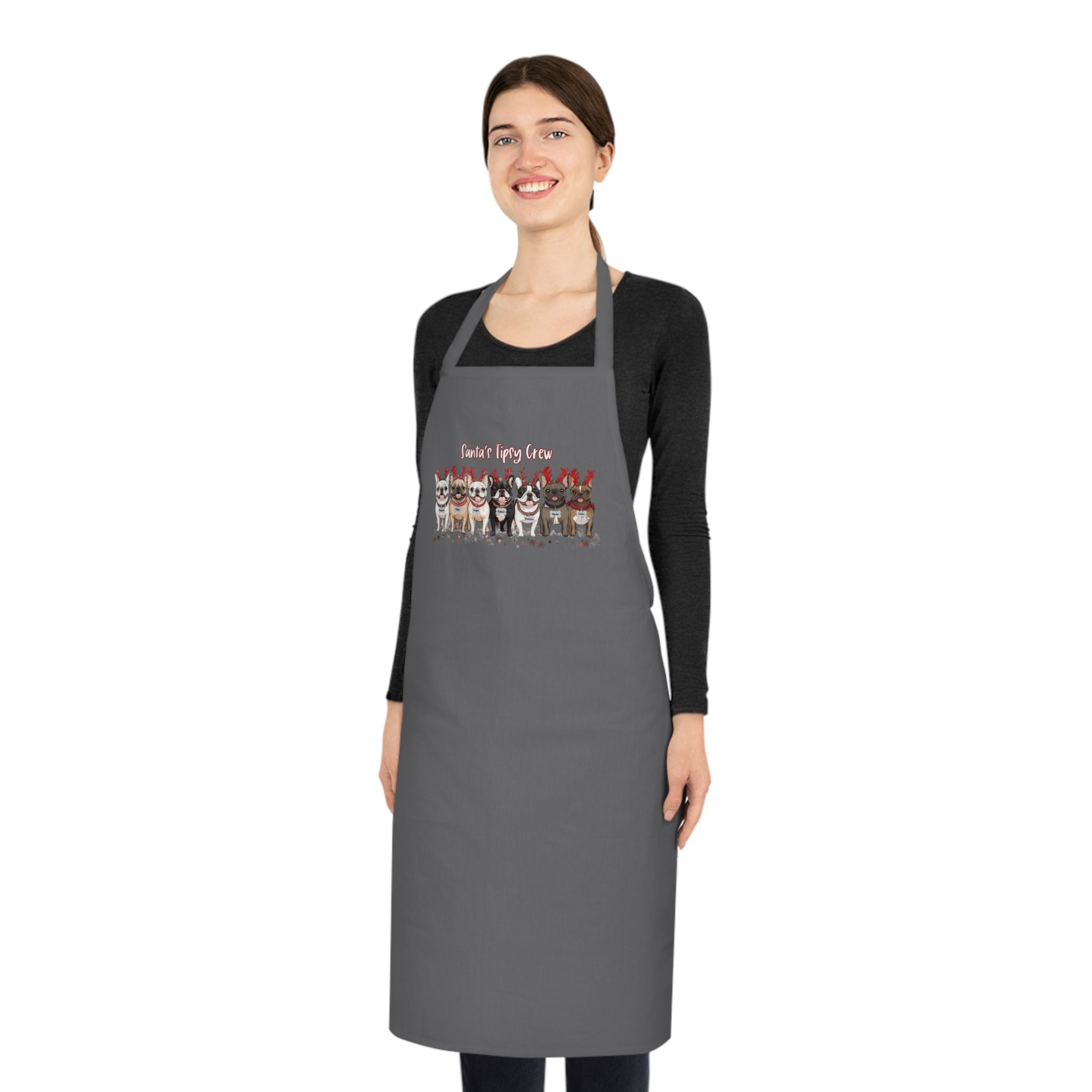 “Santa’s Tipsy Crew” Cotton Apron (French)