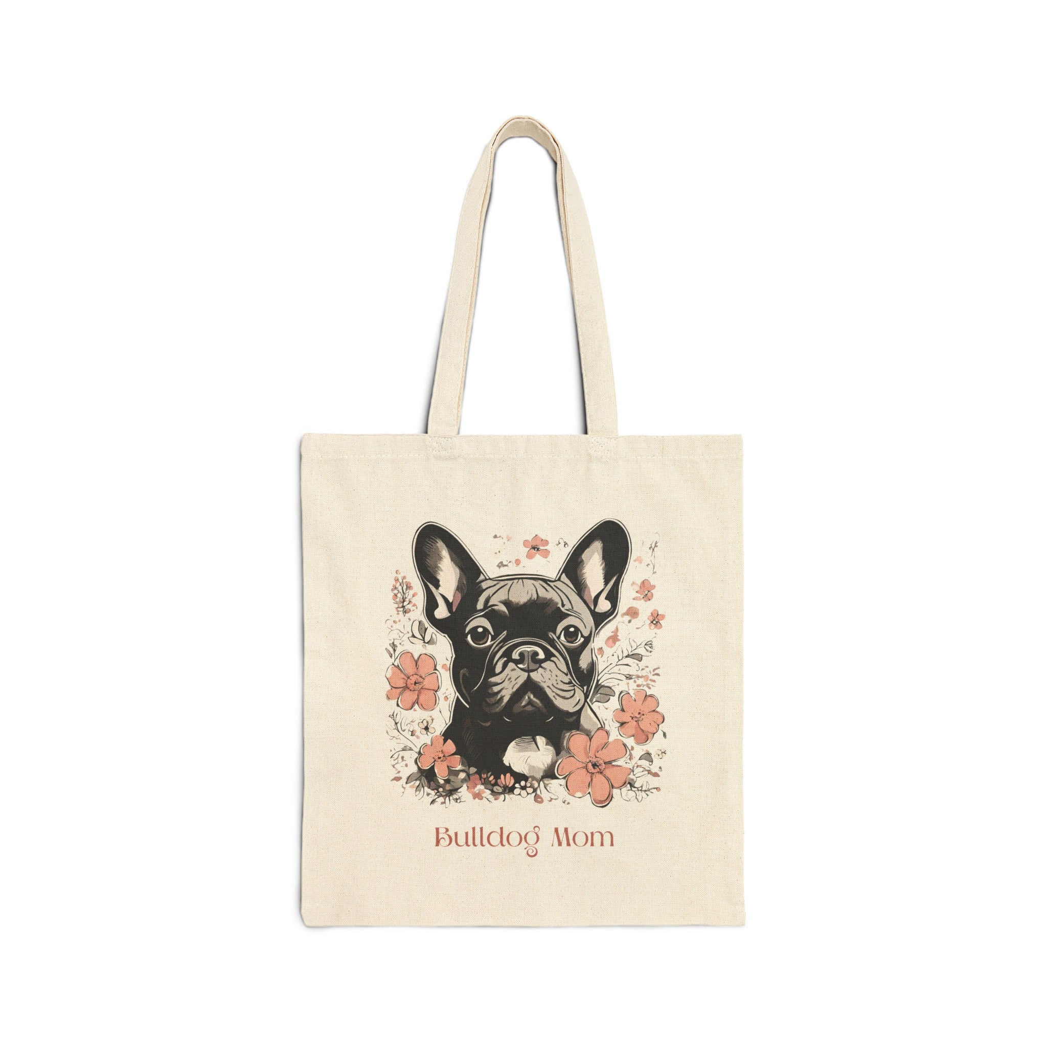 Bulldog Mom Canvas Tote (French/Black)